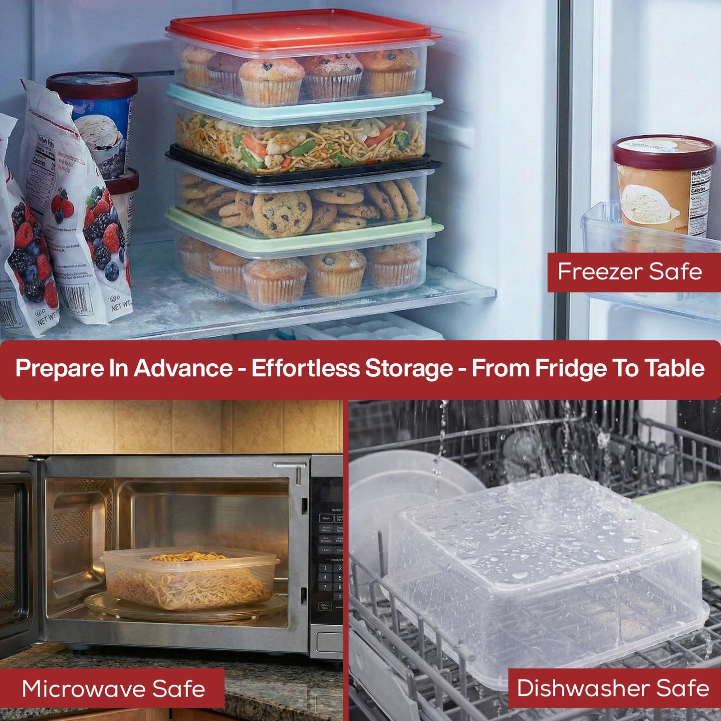 Plastic Storage Containers with Lids – 2-Pack 3L Cupcake Carrier – Leakproof Cookie Storage Containers Airtight – BPA-Free Plastic Containers with Lids for Food Storage, Meal Prep, Leftovers, Cupcakes