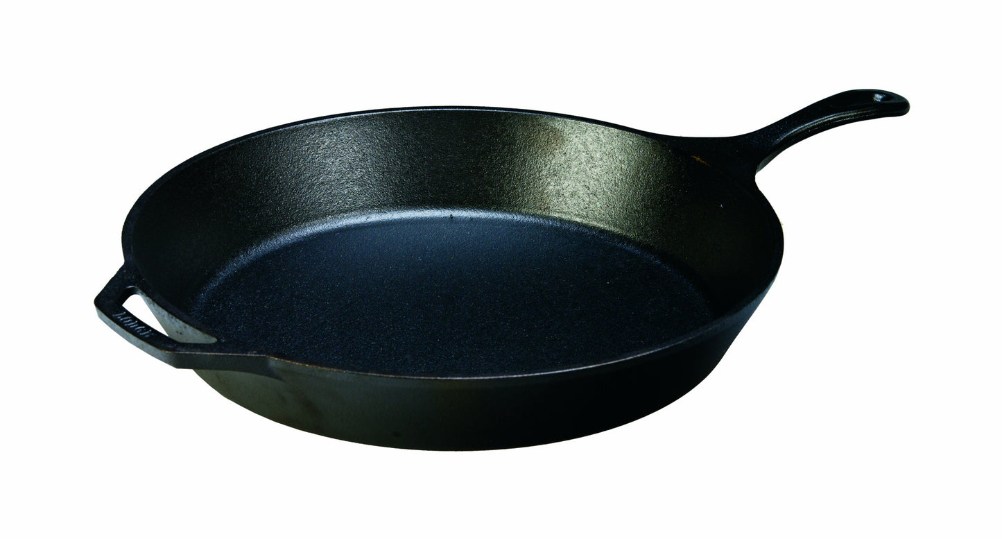 Lodge Seasoned Cast Iron Skillet 15 Inches - Frying Pan for the Stove, Grill or Campfire - Cooks Evenly - Features Easy-Grip Teardrop Handle - Non-Toxic, Nonstick & Long-Lasting