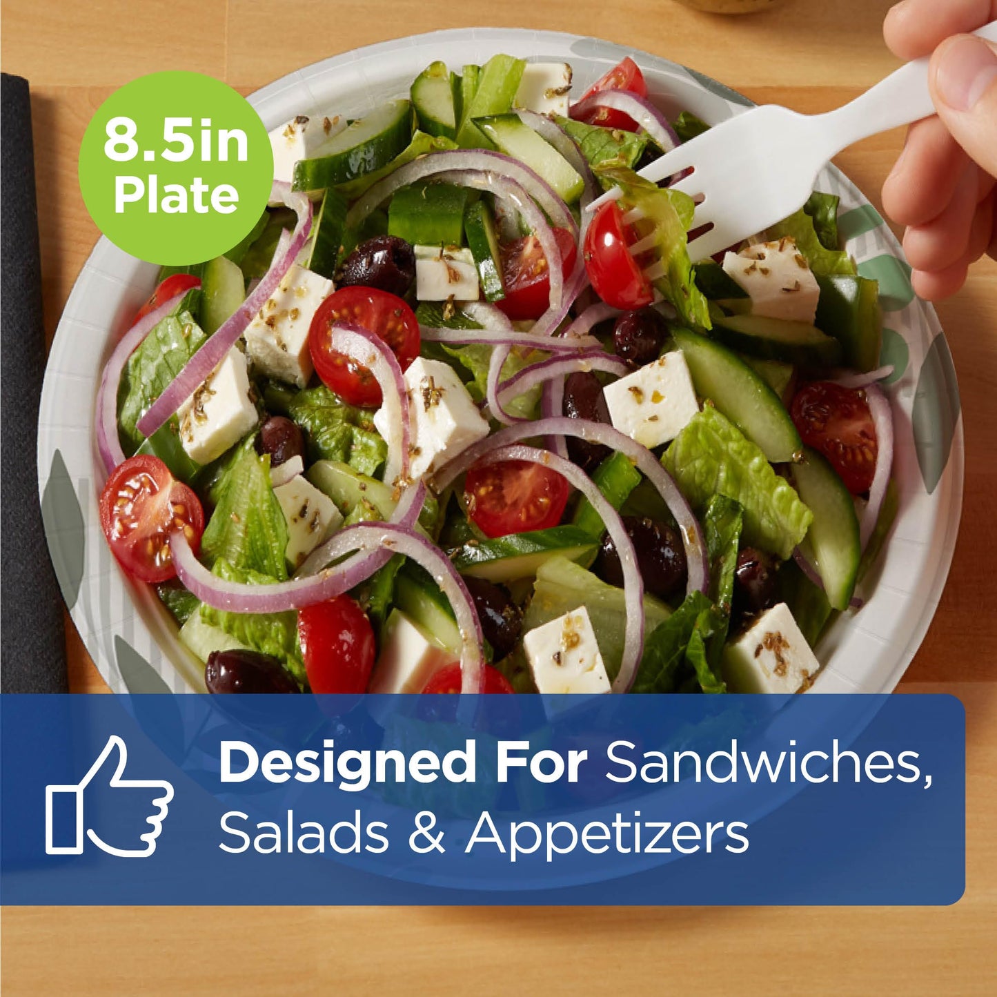 Dixie 8 1/2 Inch Medium-Weight Disposable Paper Plates, Pathways, 300 Count, Bulk Case, 6 Packs/50 Count Per Pack, (Georgia-Pacific #UX9P300)