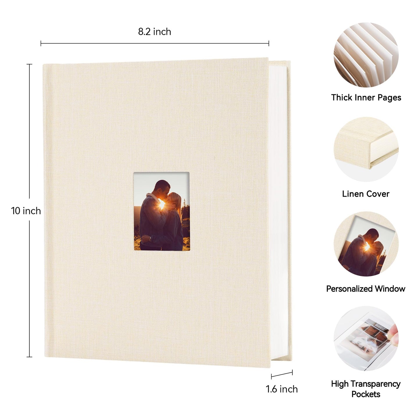 Rseozr 112 Pockets Instax Mini Photo Album For 2x3 Pictures, Linen Hardcover Polaroid Photo Album With Writing Space, Polaroid Album Book For Fujifilm Instax Mini Instant Camera (Beige)