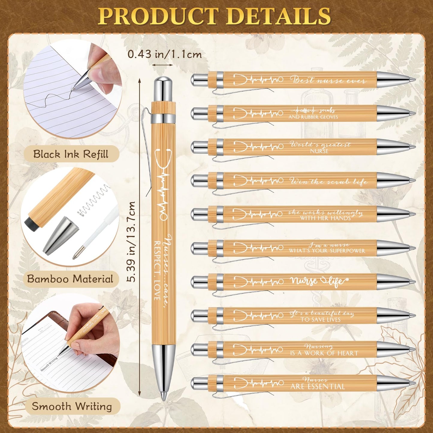 Spiareal 30 Sets Cna Week Gift for Nursing Graduation, Pinning Ceremony Gifts, 3.74 x 6.1 Inches Inspirational Hardcover Notebook with Bamboo Pen for Nurse RN LPN CNA (Multicolor)