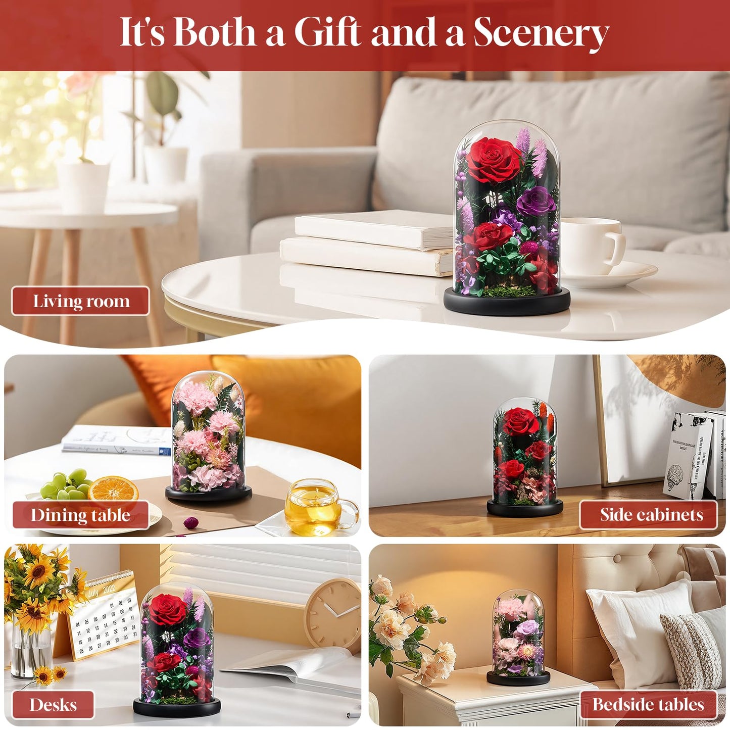 CuteWelt Preserved Roses,Forever Fresh Flowers 7.48in,Gift for Women,Mom,Grandma,Wife,Girlfriend,Sister,and Daughter Perfect for Birthday,Mother’s Day,Valentine’s Day (Mystic Purple2)