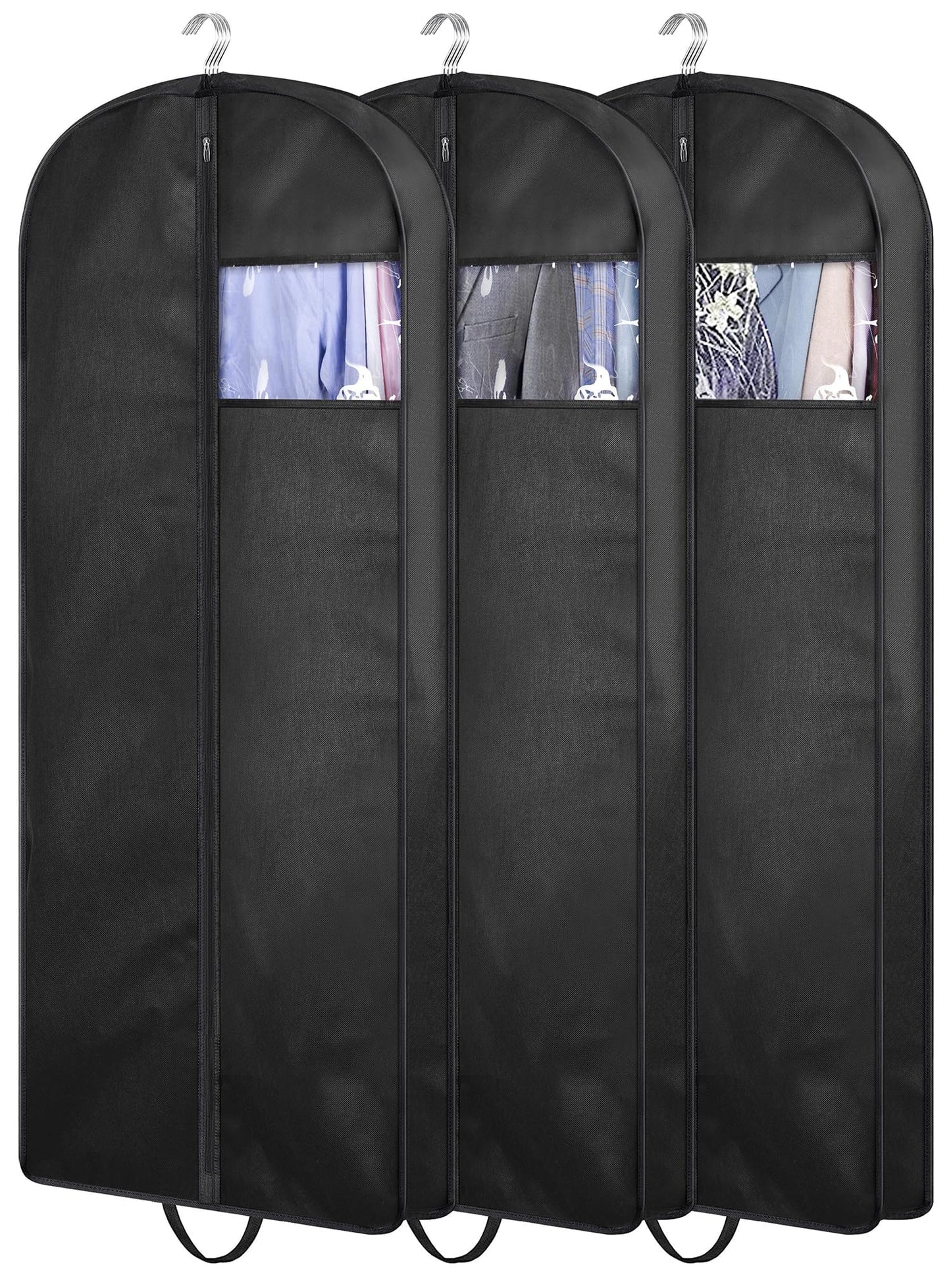 KIMBORA 54" Suit Bags for Closet Storage and Travel, Gusseted Hanging Garment Bags for Men Suit Cover With Handles for Clothes, Coats, Jackets, Shirts（3 Packs）