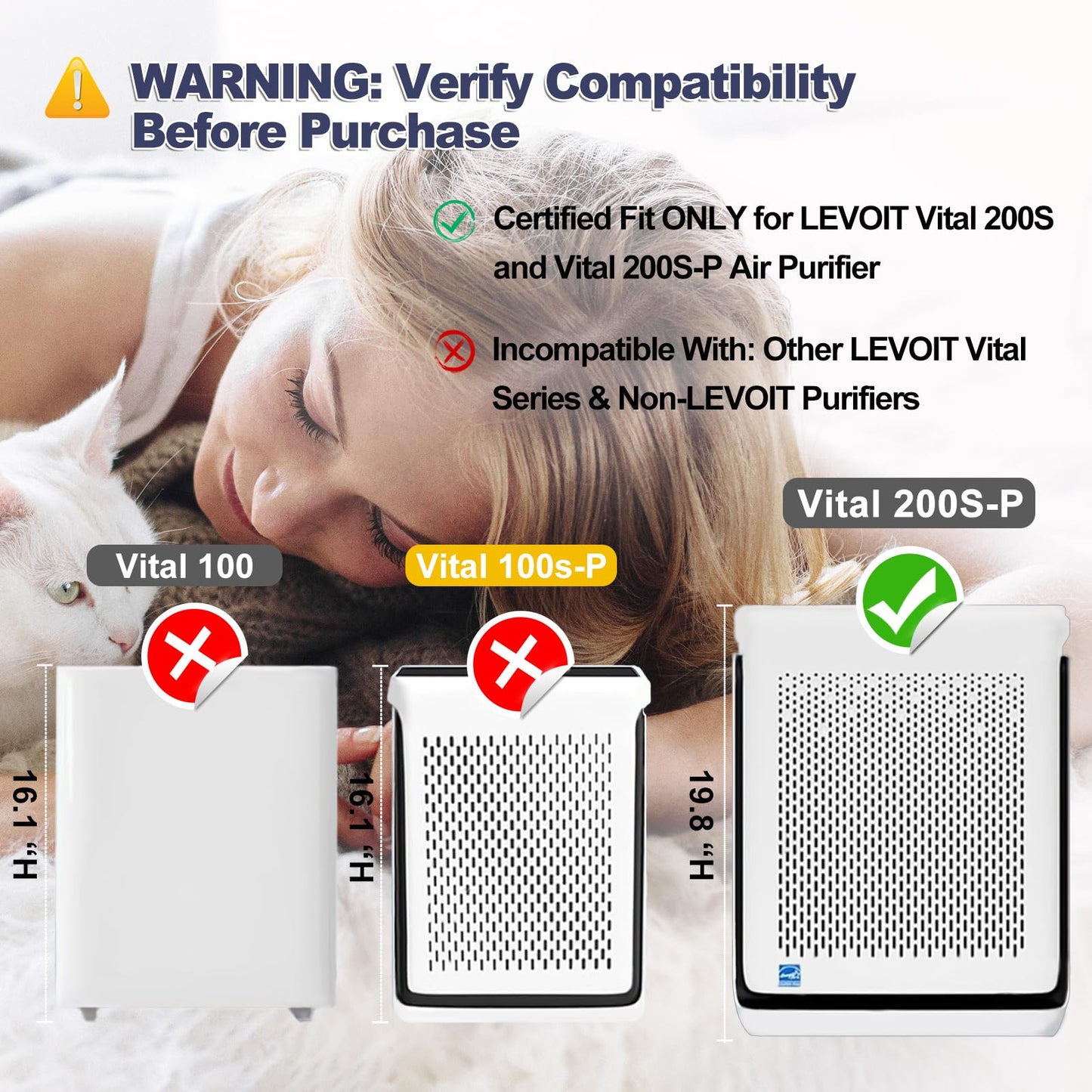 ClearHalo Upgraded Vital 200S Replacement Filter Compatible with LEVOIT Vital 200S and Vital 200S-P Air Purifier, 2 HEPA + 6 Pre-Filters, H13 True HEPA High-Efficiency Activated Carbon, Vital 200S-RF