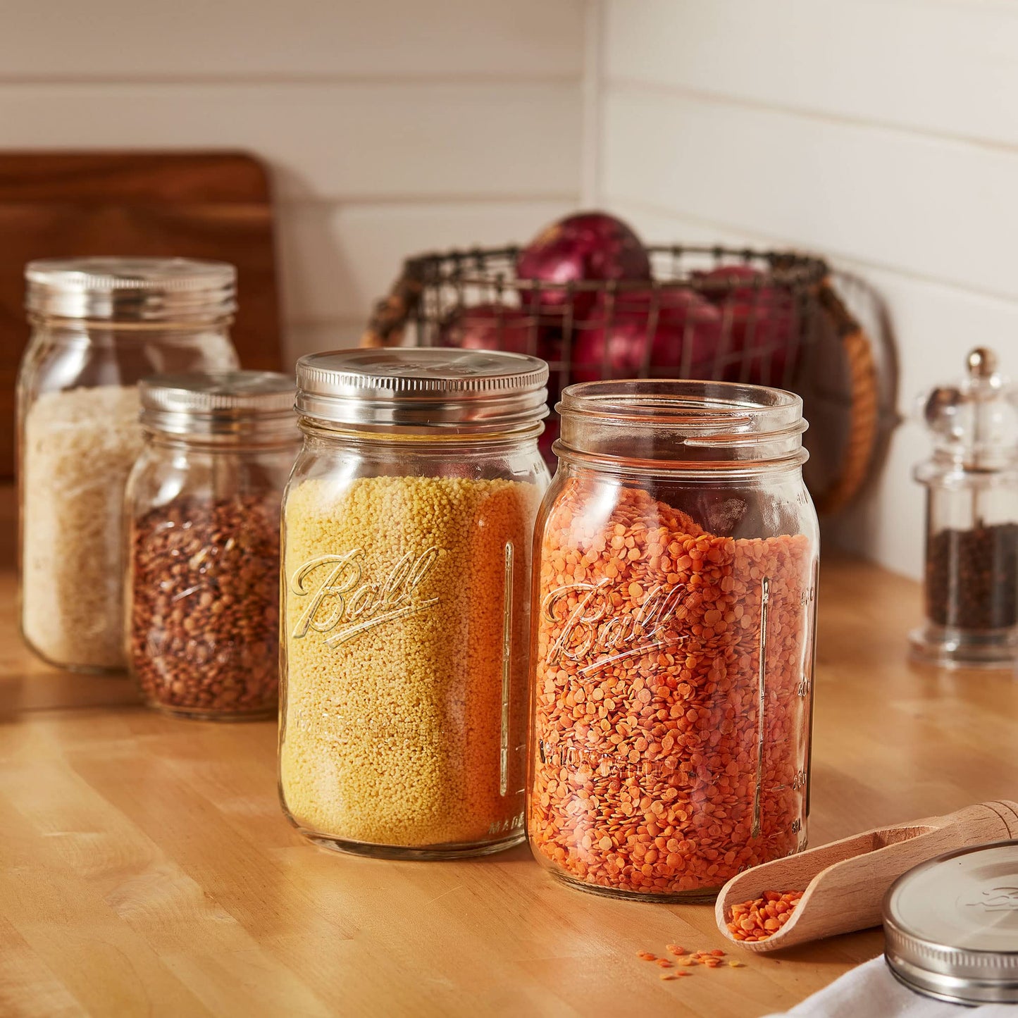 Ball Jar Stainless Steel One-Piece Mason Jar Lids, Wide Mouth, 6-Pack,Silver
