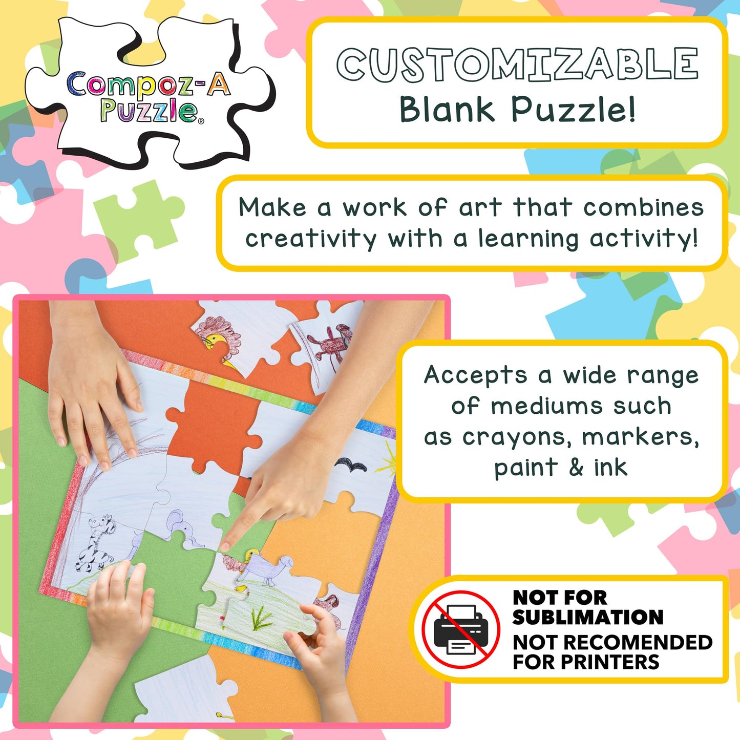 100 Blank Jigsaw Puzzles – 5.5 x 8 Inch, 28 Pieces Each – Hygloss DYI Party invites, Perfect for Decorating, Kids' Activities, Arts & Crafts or Party Favors - Puzzle Pieces to Draw On for Crafts