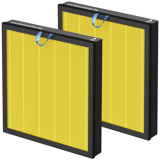 Vital 100S Pet Care Replacement Filter Compatible with LEVOIT Vital 100S Air Purifier, 3-in-1 HEPA Activated Carbon Vital 100S-P Filter, Vital 100S-RF-PA (LRF-V102-YUS), 2 Pack, Yellow