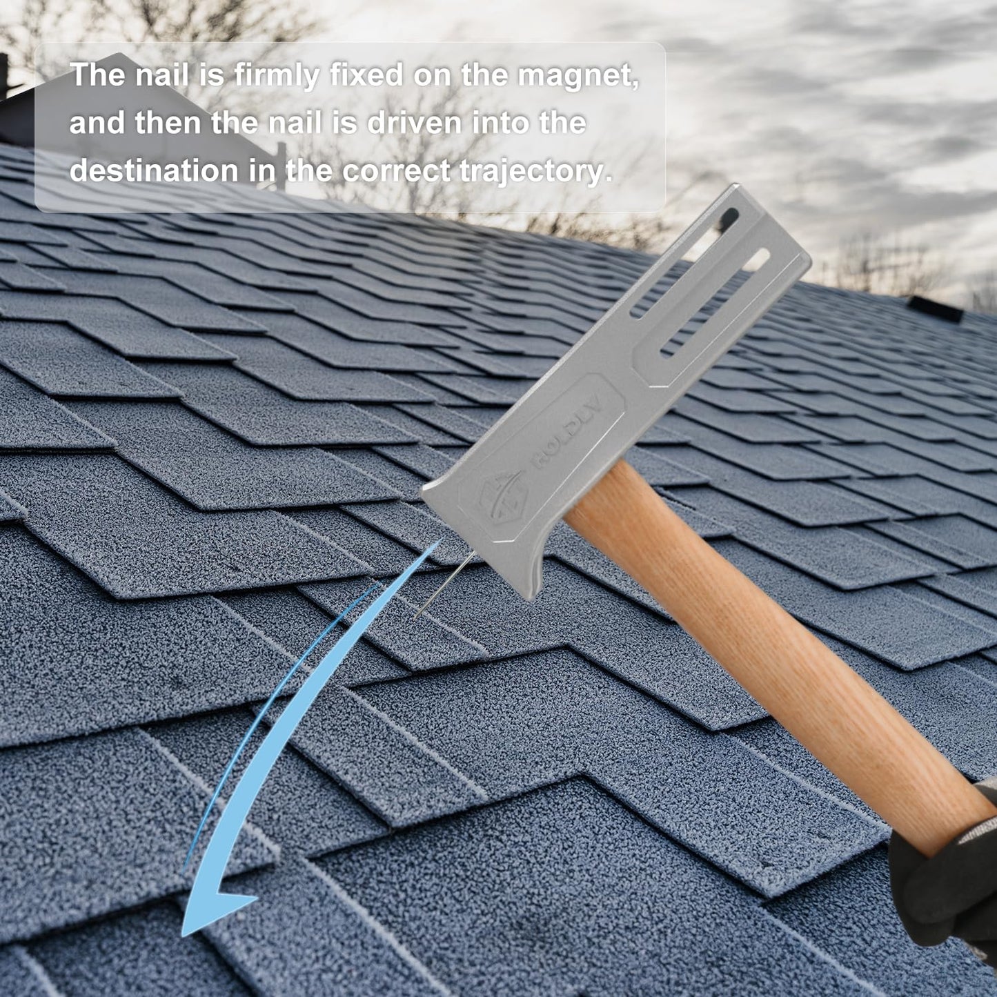 Magnetic Roofing Hammer, Magnetic Roofing Hatchet Designed to Improve Efficiency, Roofing Axe with Solid Wood Handle, A Roofing Tools That Can Be Used to Quickly Nail Roofing Nails And Felt Caps