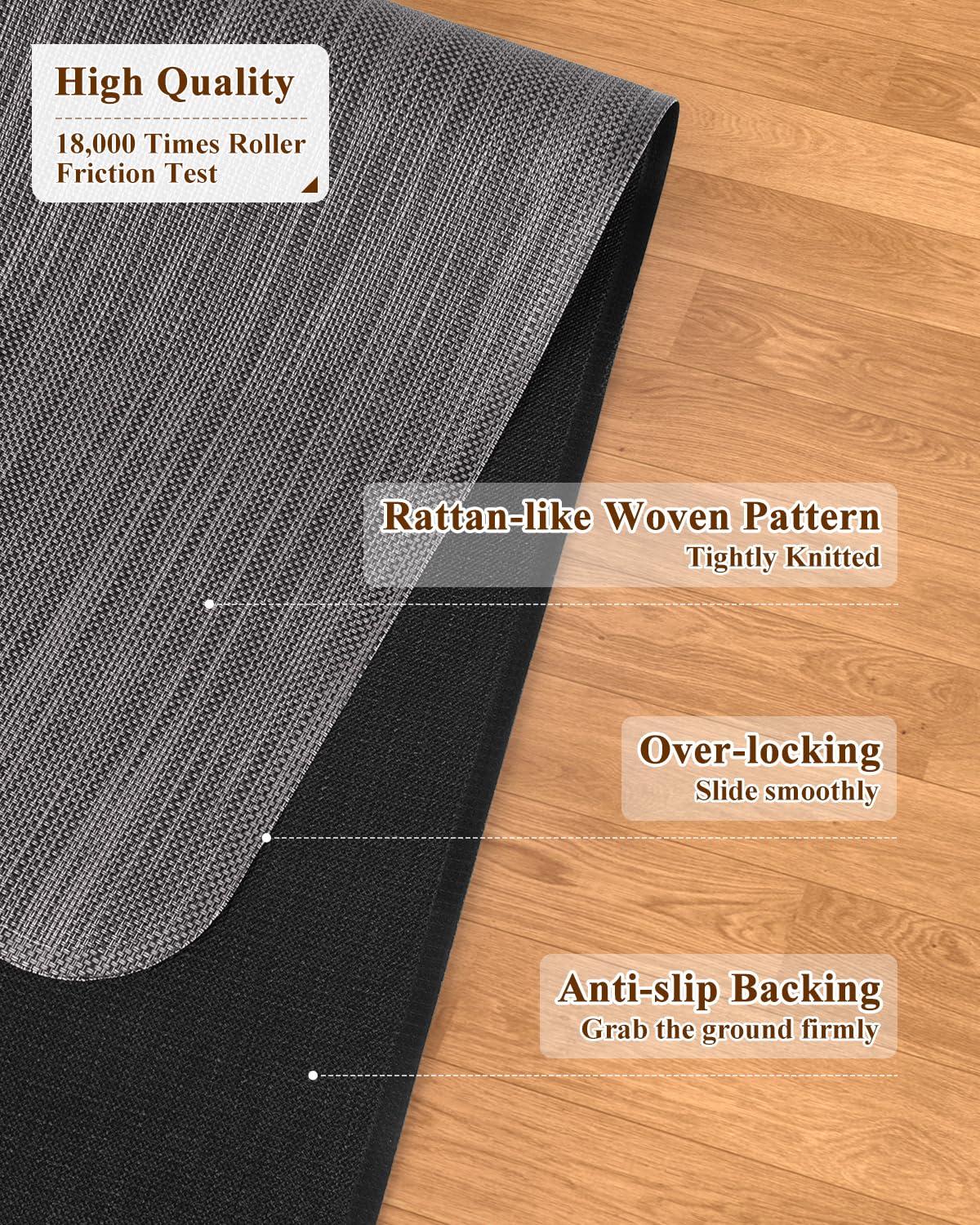 Soimeat Office Chair Mat for Hardwood Floor, 35.4" x 47.2" Non-Slip Desk Computer Chair Mat, PVC Floor Mat for Rolling Chair, Heavy Duty Wood/Tile Floor Protector Desk Rug for Home, Dark Grey