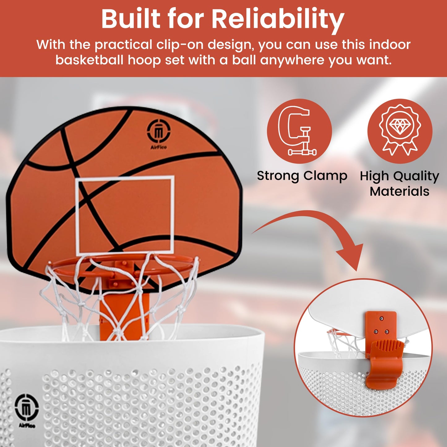 Basketball Trash Can Complete Set – Perfect Basketball Hoop Trash Can, Fun Indoor Kids Trash Can and Unique Basketball Birthday Gift