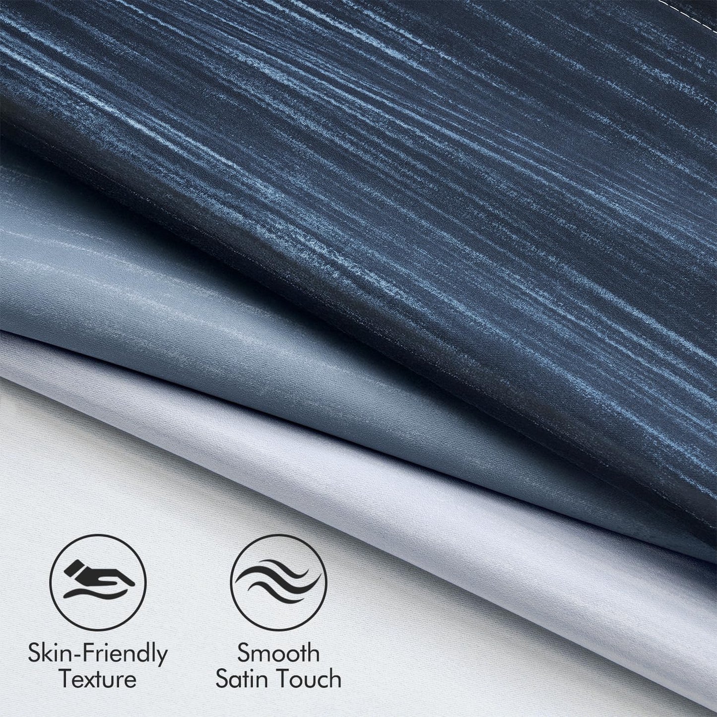 MIULEE Navy Blue and Greyish White Ombre Blackout Curtains, Full Room Darkening Thermal Insulated 84 Inches Long Drapes for Bedroom/Living Room Grommet Window Treatments Modern 52Wx84L, Set of 2