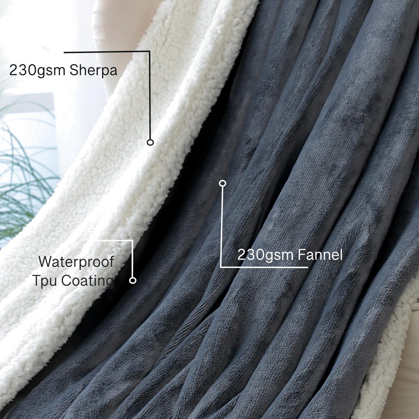 ILWPRM Waterproof King Size Blankets for Bed 80'' x 90'', Water Proof and Stain Resistant Throw Blankets for Couch Sofa, Reversible Mattress Protector for Twin, Queen, King Beds(Grey)