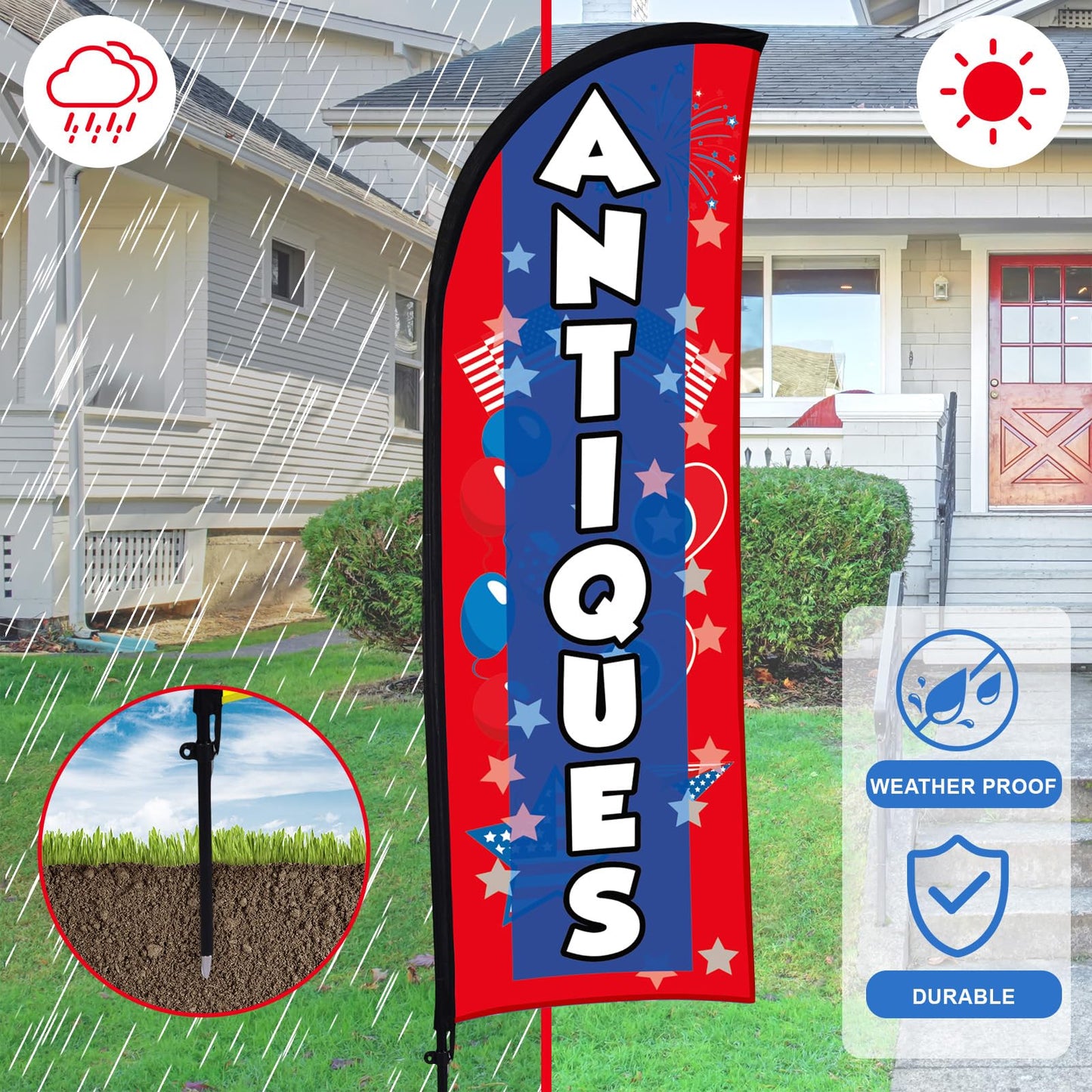 Buryeah 2 Sets Antiques Feather Flag with Pole Kit and Ground Stake 8ft Advertising Sign Banner Swooper Flag with Ground Stake and Portable Bag for Business Outside Event