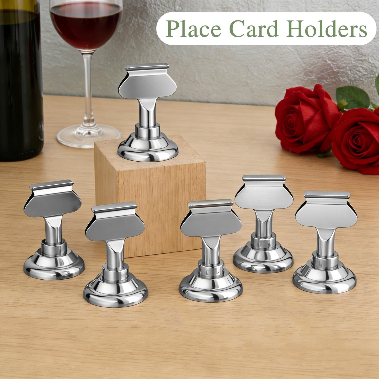 Urban Deco 36 Pieces Table Card Holder Place Card Holders 1.7 inches Gold Steel Card Holders for Photos, Food Signs, Memo Notes, Weddings, Restaurants, Birthdays(Silver 36PK)