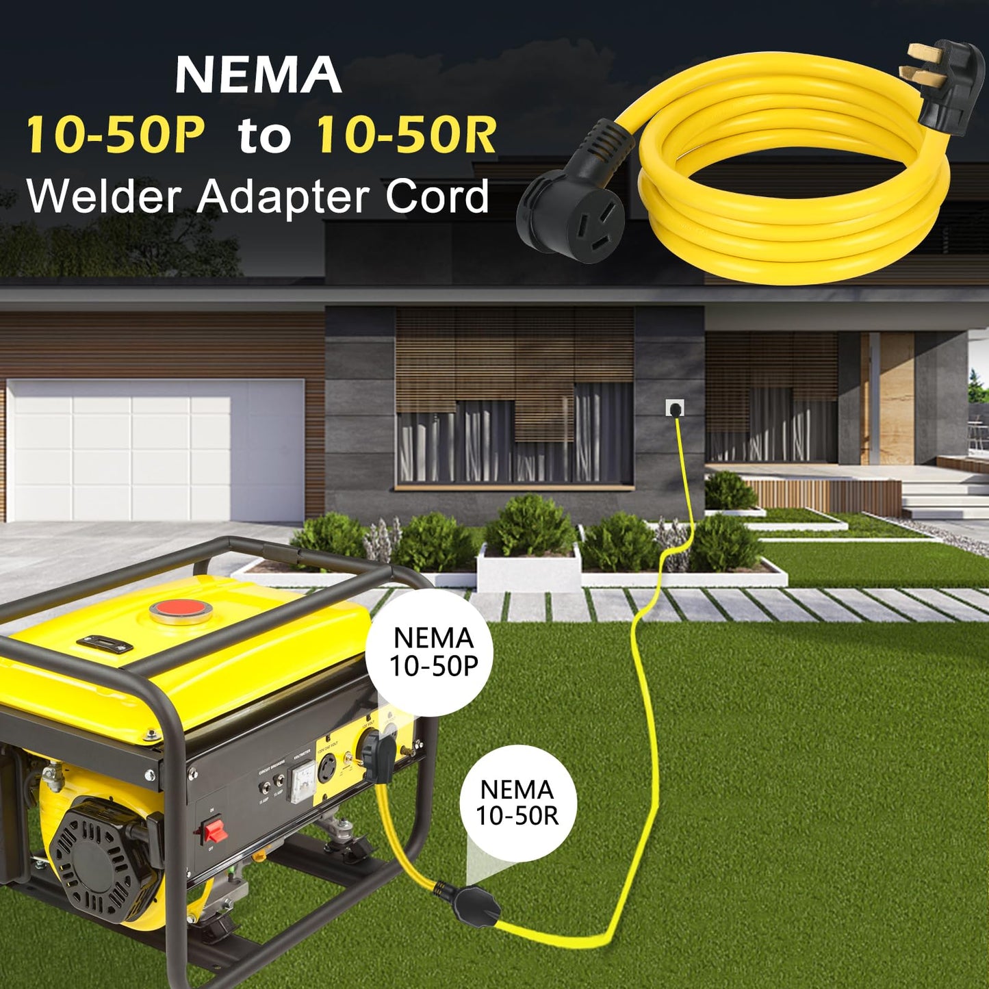 15FT NEMA 10-50P to 10-50R Extension Cord, ZDHQLHJ 3 Prong 10-50 Male Plug to 10-50 Female Receptacle Power Cord Adapter, for Industrial Dryer Welder Range Stove Oven, 50Amp, 250 Volts, 8AWG