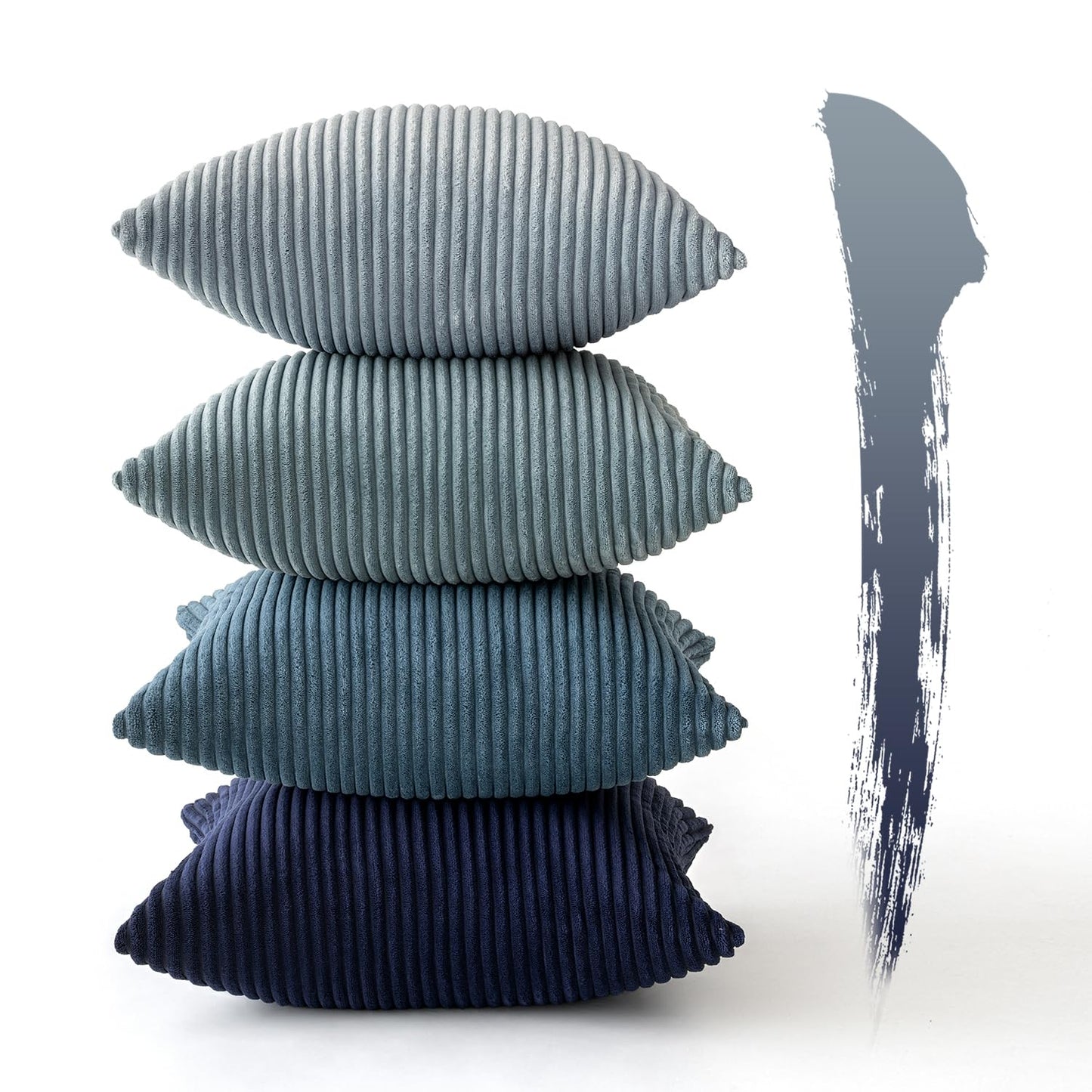 MIULEE Summer Throw Pillow Covers 18x18 Inch Set of 4 Western Neutral Decorative Cushion Covers Soft Boho Farmhouse Modern Coastal Spring Decor for Couch Bed Sofa Living Room Dark Blue Navy Series