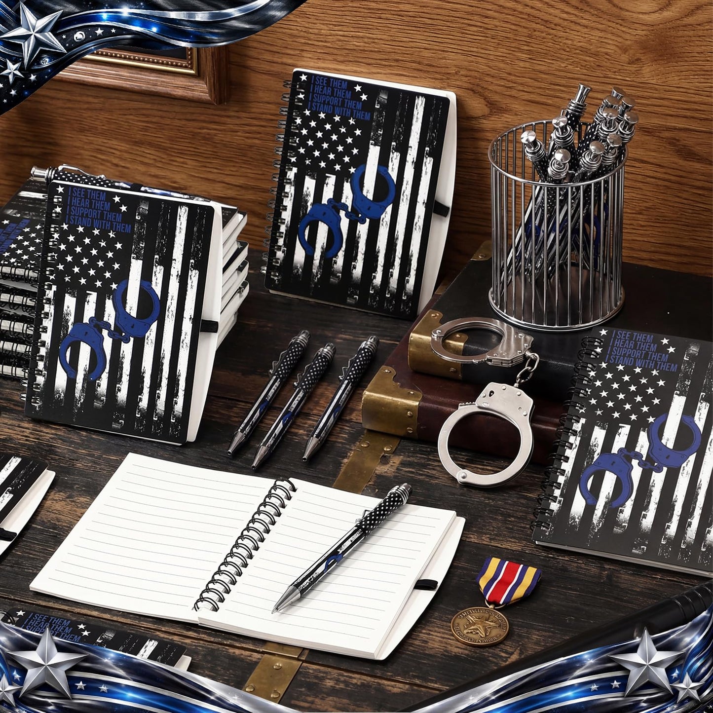 Tinlade 30 Set Police Gifts Bulk Police Academy Graduation Party Favors Notebook and Ballpoint Pen Law Enforcement Appreciation for Graduate Policeman Retirement Correctional Officer Men Sheriff
