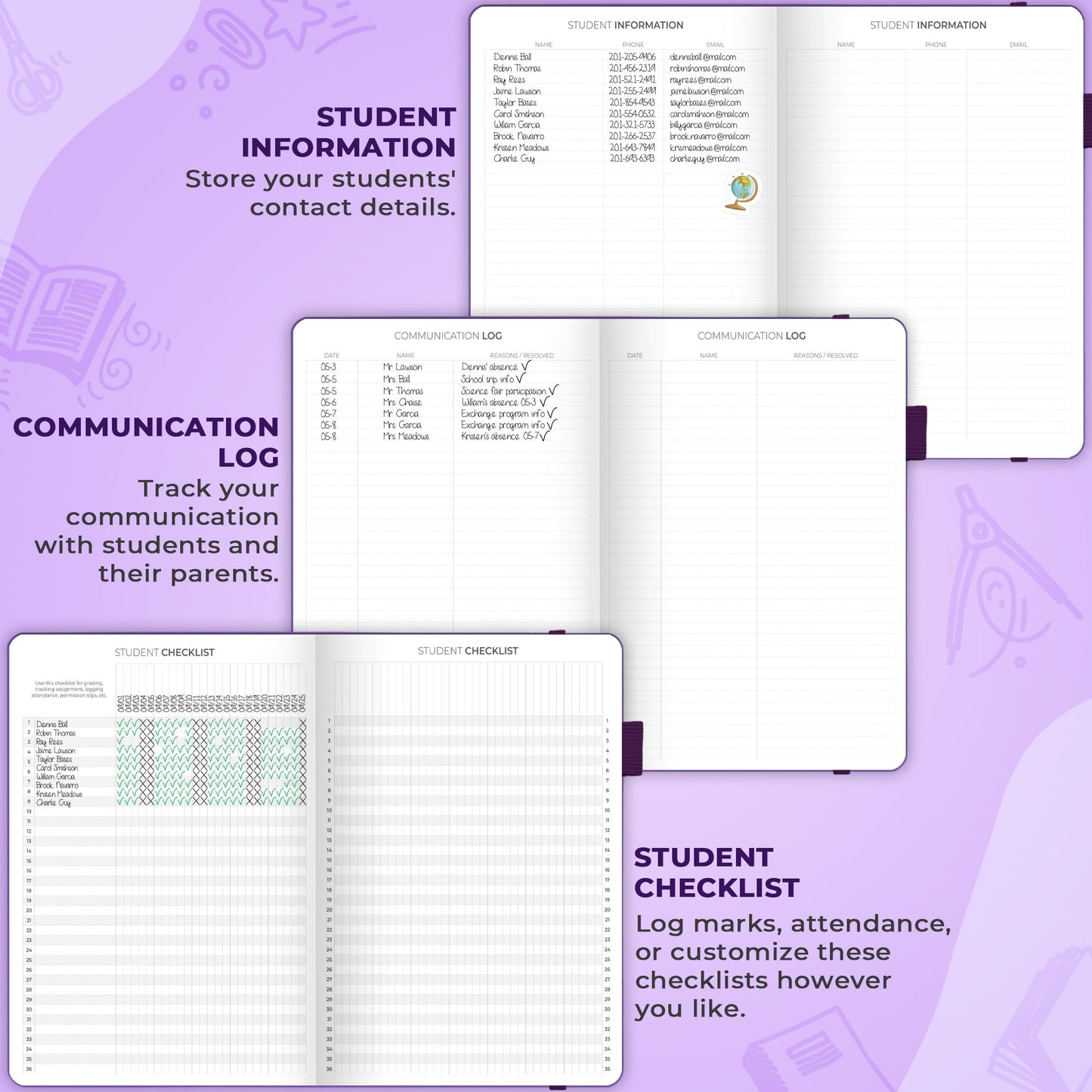 Clever Fox Teacher Planner – School Year Planner with Calendars & Lesson Plans – Book for Classroom & Homeschool Organization, A4 (Purple)