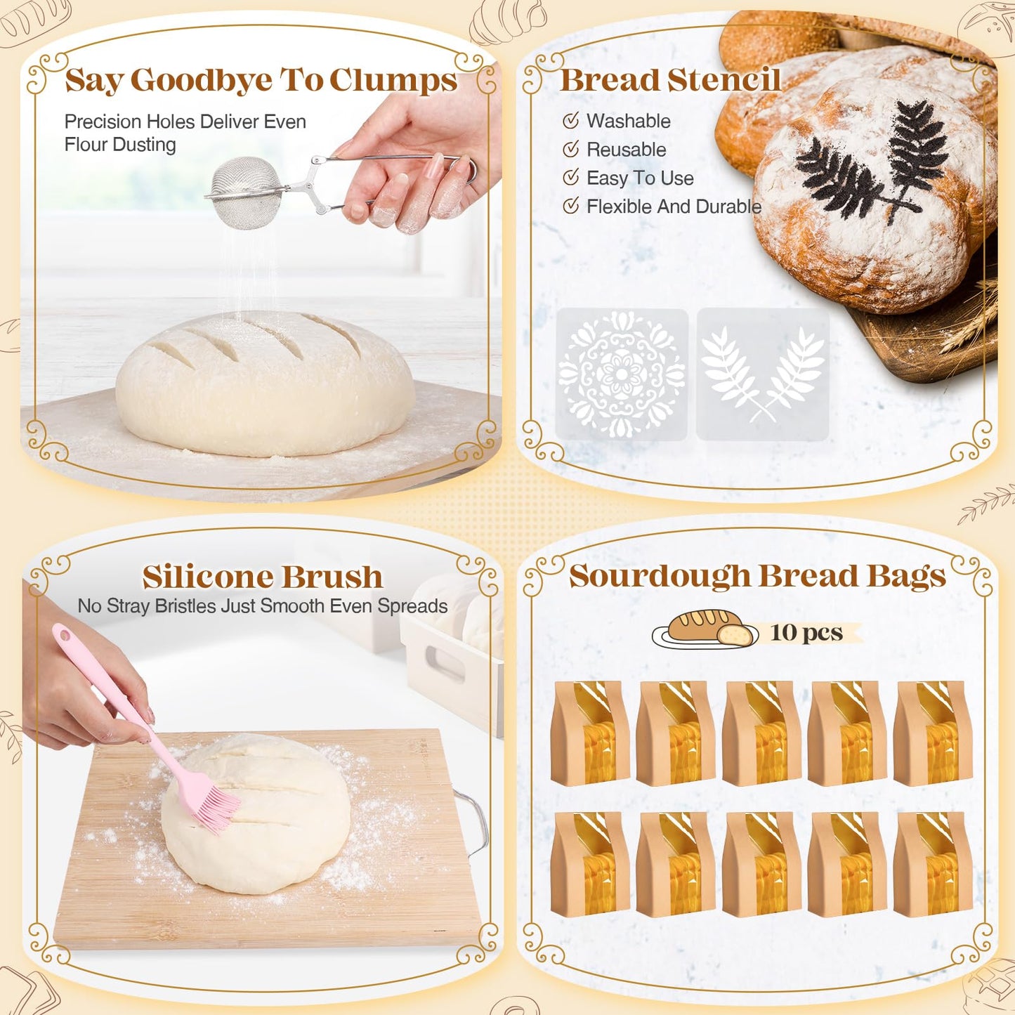 Sourdough Starter Kit, Sourdough Bread Baking Supplies, Sour Dough Starter Kits, Pink Sourdough Kit, Baking Gifts for Women, Bread Proofing Basket, Sour Dough Bread Making Kit Tools Baking Set