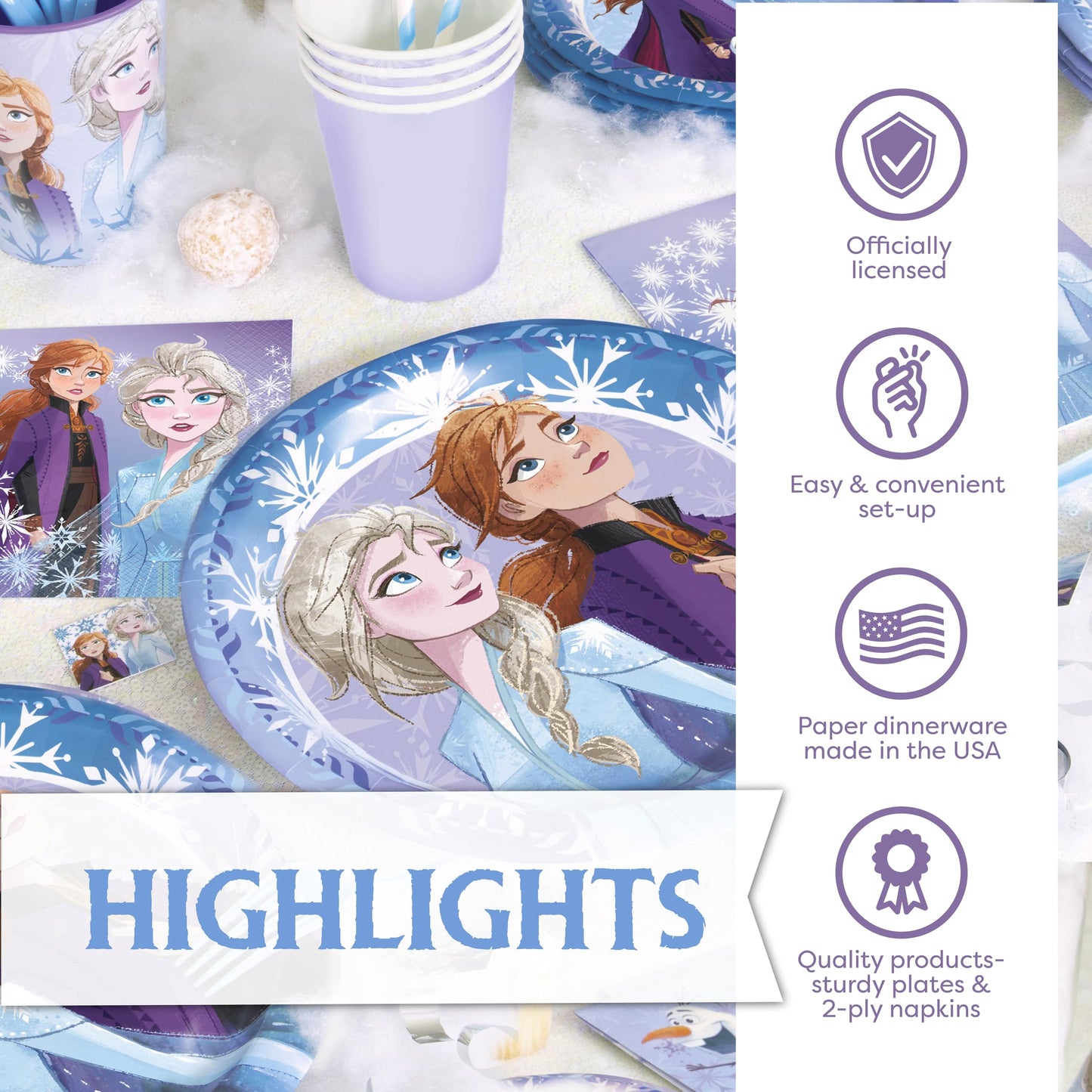 Unique Frozen Plates and Napkins for 32 Guests | Frozen Birthday Party Decorations | Officially Licensed