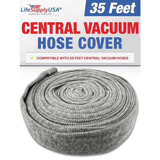35ft Washable Knitted Hose Sock Cover Replacement for Central Vacuum Cleaner with Application Tube - Protects Walls, Floors, & Furniture by LifeSupplyUSA