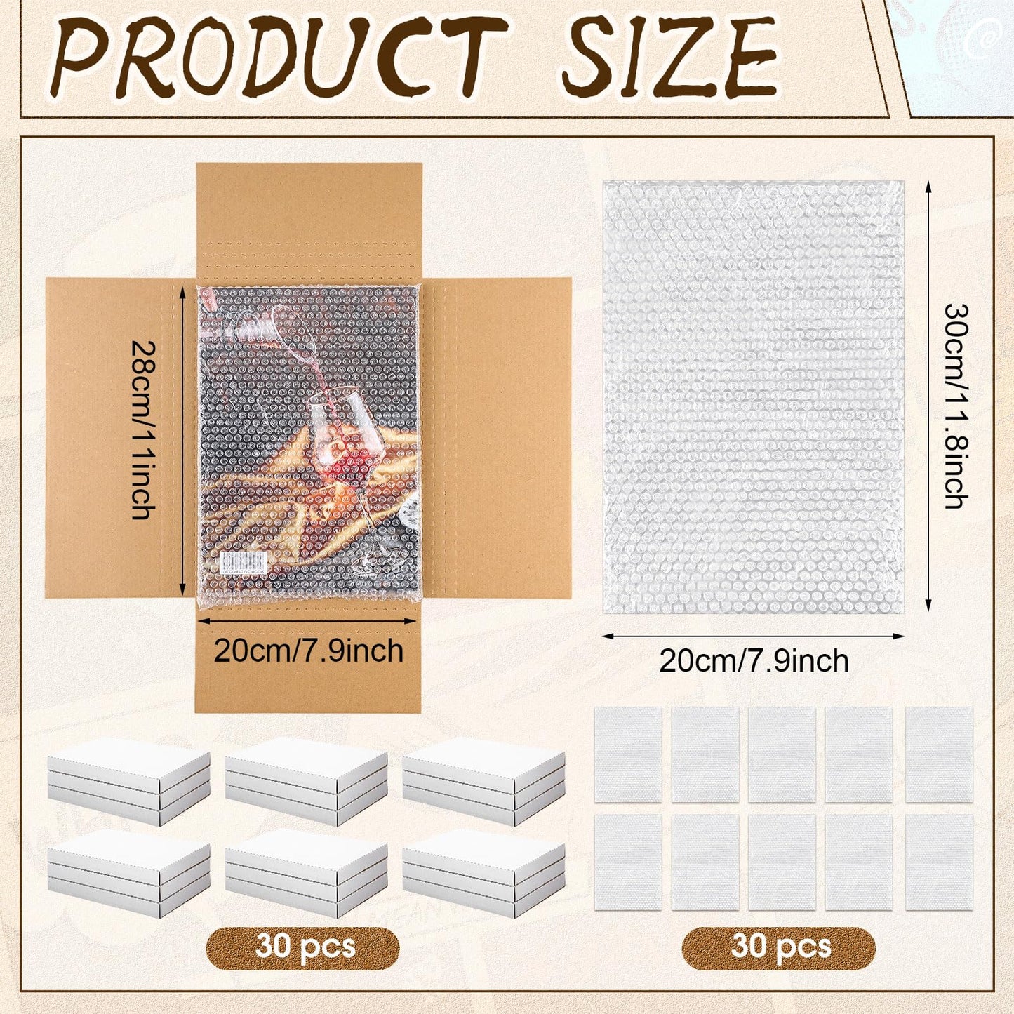 Fullhawl 30 Pack Corrugated Comic Book Mailers with 30 Bubble Bags, Comic Book Shipping Box Easy Fold Cardboard Photo Box for Mailing Packaging, Height Adjustable (White,7.8 x 11 x 1.2 Inch)