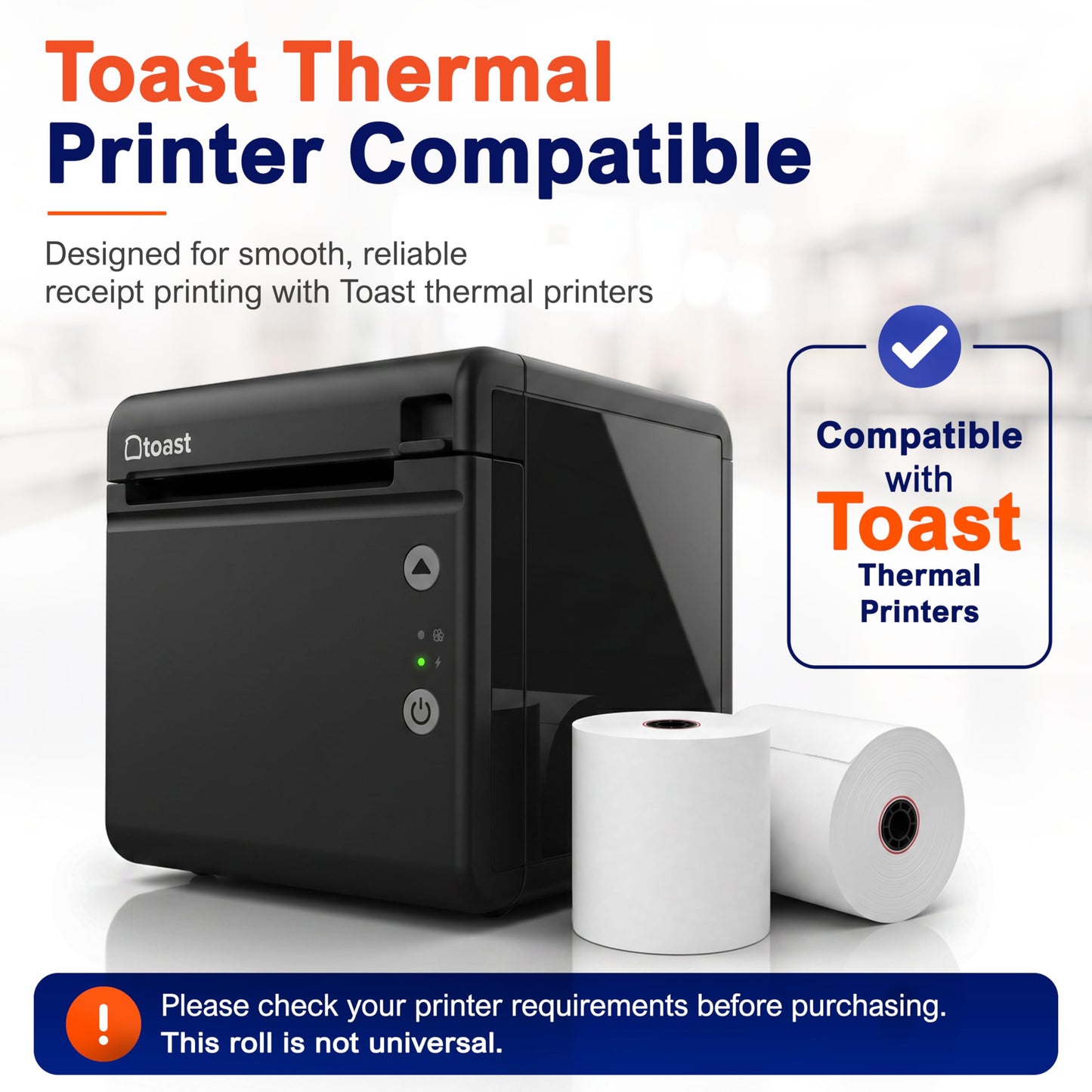Vonlyst Thermal Printer Paper Roll for Toast TP200 Receipt Printer Point of Sale (24 rolls)