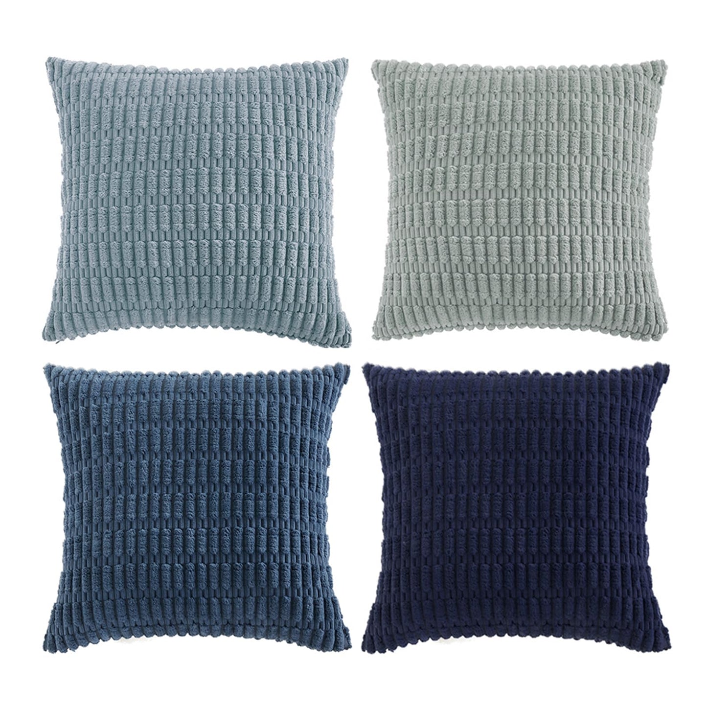 Fancy Homi 4 Packs Decorative Throw Pillow Covers for Living Room Couch Bed, Modern Farmhouse Boho Home Décor Accent Cushion Case, 18" x 18", Blue Series