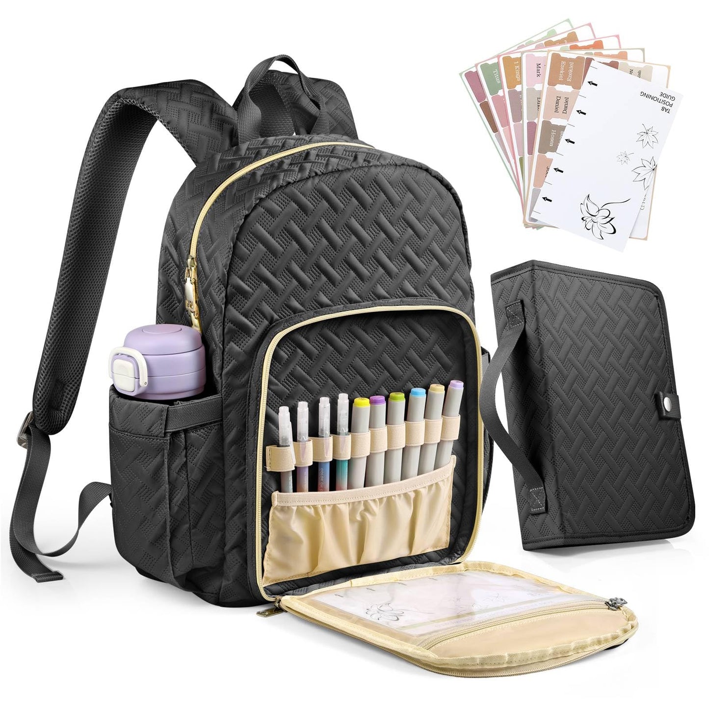 FOREGOER Bible Bags for Women, Bible Cover Case, Large Bible Backpack,Bible Accessories,Christian Gift (Black)