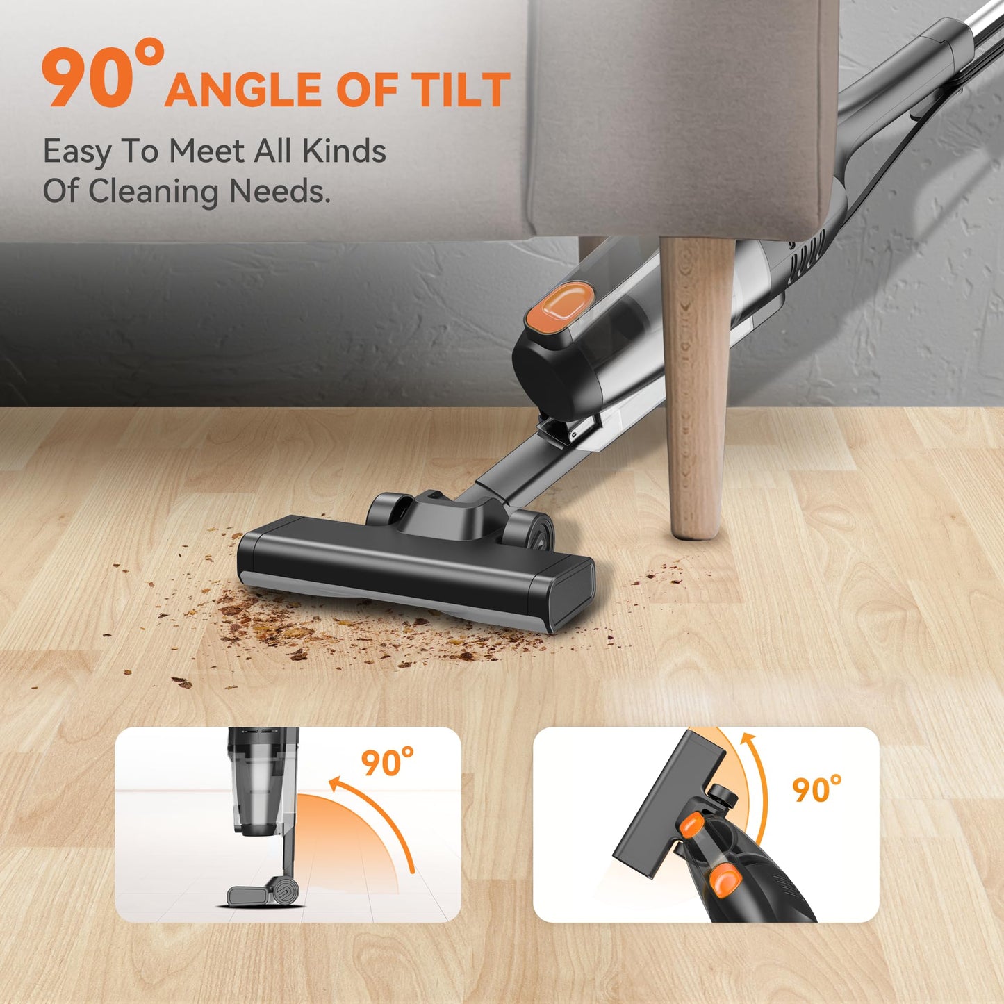 Vazone R6X Corded Stick Vacuum Cleaners for Home, 20Kpa Powerful Suction Stick Vacuum with 16Ft Cord, 2 in 1 Lightweight Handheld Vacuum Cleaner for Hardwood Floor Pet Hair