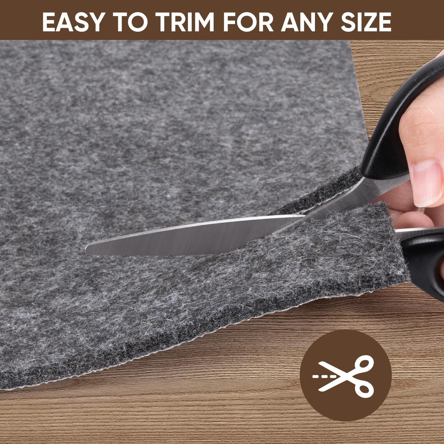 BALEINE Felt Non Slip Rug Pads, Extra Large 1/4" Thick Felt and Rubber Backing, Shock Absorbing Carpet Pad for All Carpets and Hardwood Floors (5x7 Ft)