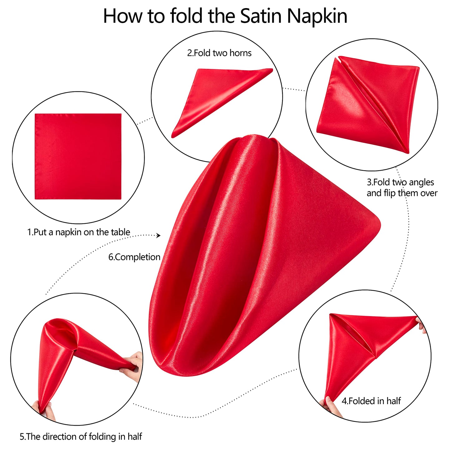 Counfeisly 100 Pack Square Satin Dinner Napkins, 20x20 Inches Silky Soft Smooth Table Cloth Napkins for Restaurant Weddings Banquet Party Decoration, Red