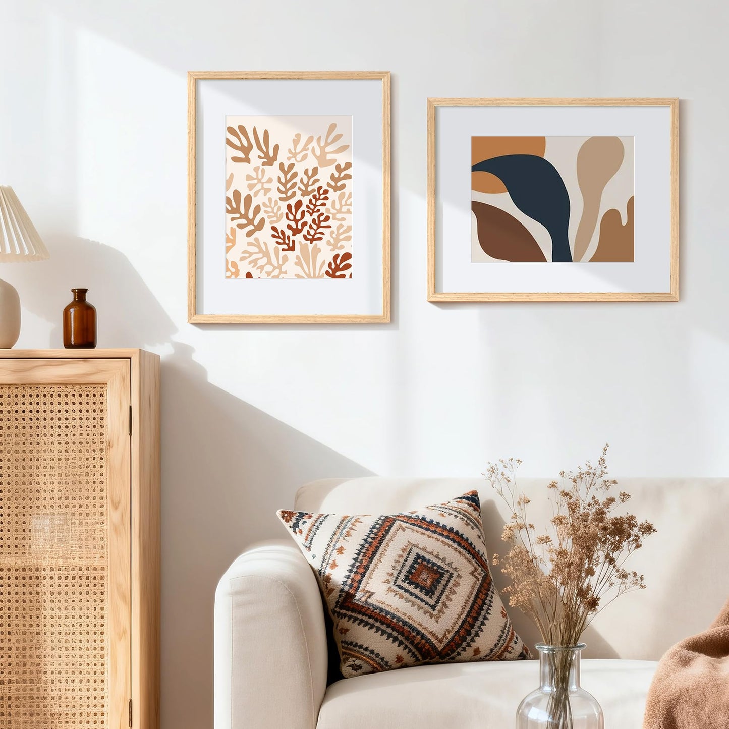 upsimples 16x20 Frames Set of 3, Natural Solid Wooden Picture Frames, Display 11x14 with Mat or 16 x 20 Without for Vertical or Horizontal Wall Hanging