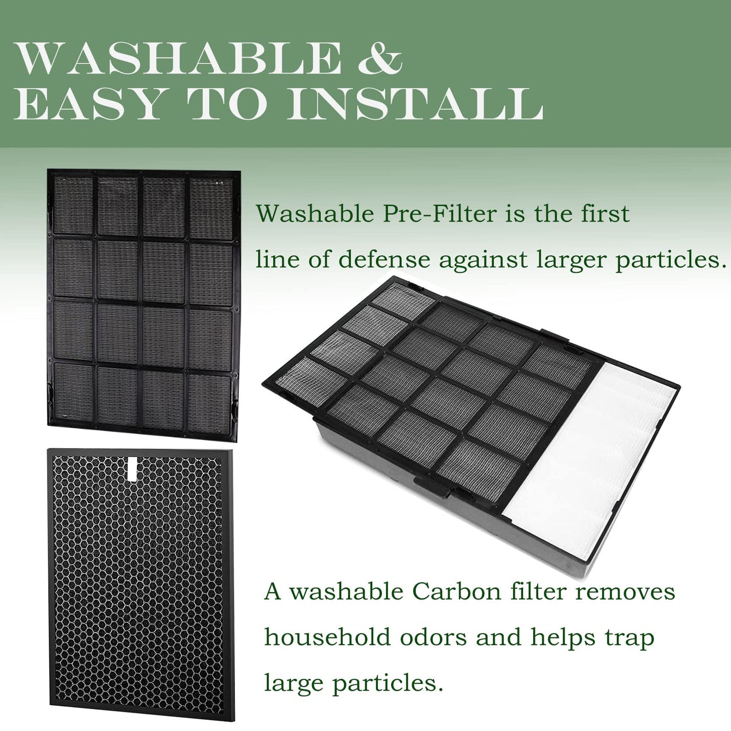 Skymechy 114190 HEPA Replacement Filter B Compatible with Winix 9500 U300 P300 WAC9000 WAC9500 WAC5000 WAC5000b WAC5300 WAC6300 WAC5500 Air Puri-fiers, The Size 21 Filter B, 1 Set