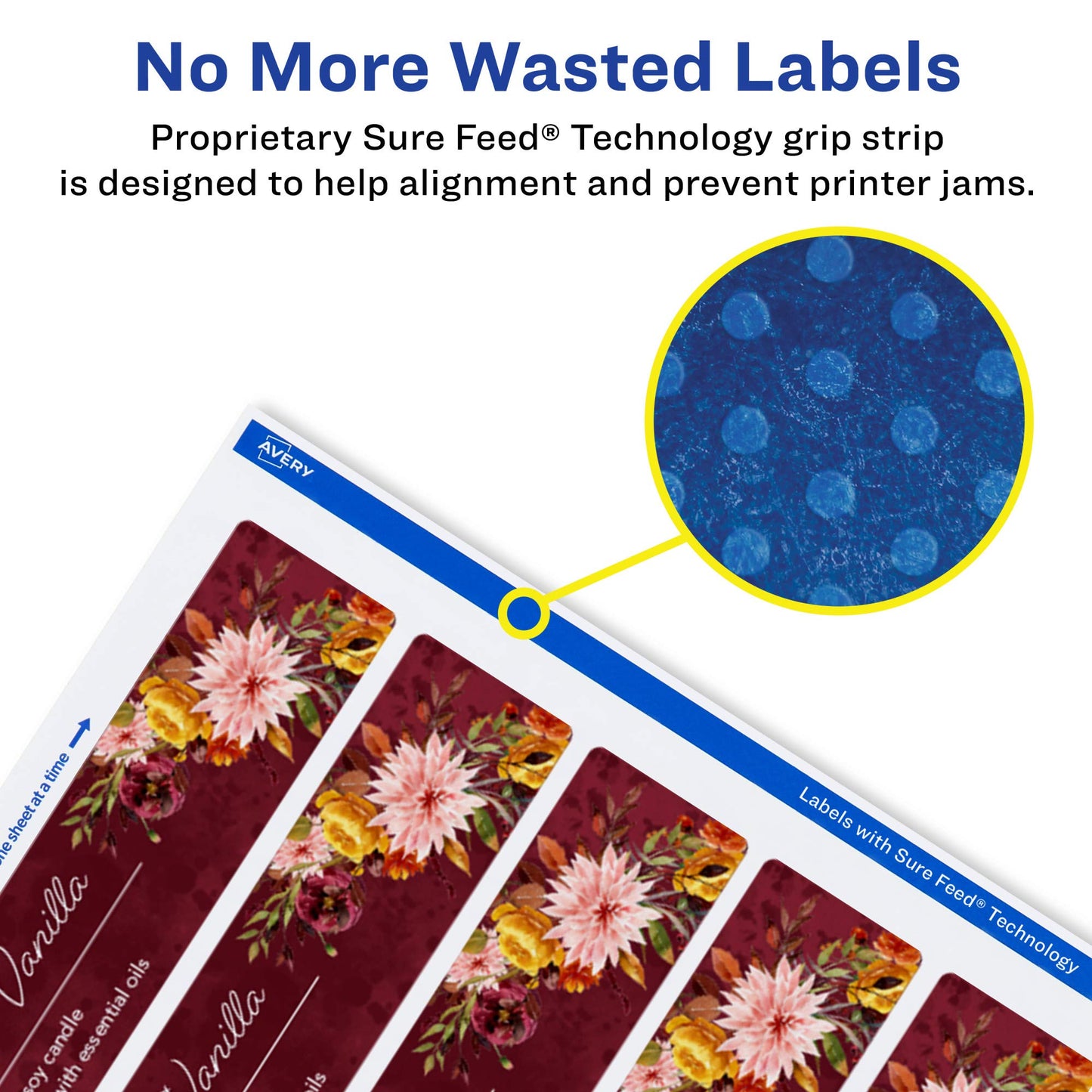 Avery Matte White Rectangle Labels, Sure Feed Technology, 8" x 3.5", 100 Matte White Printable Labels