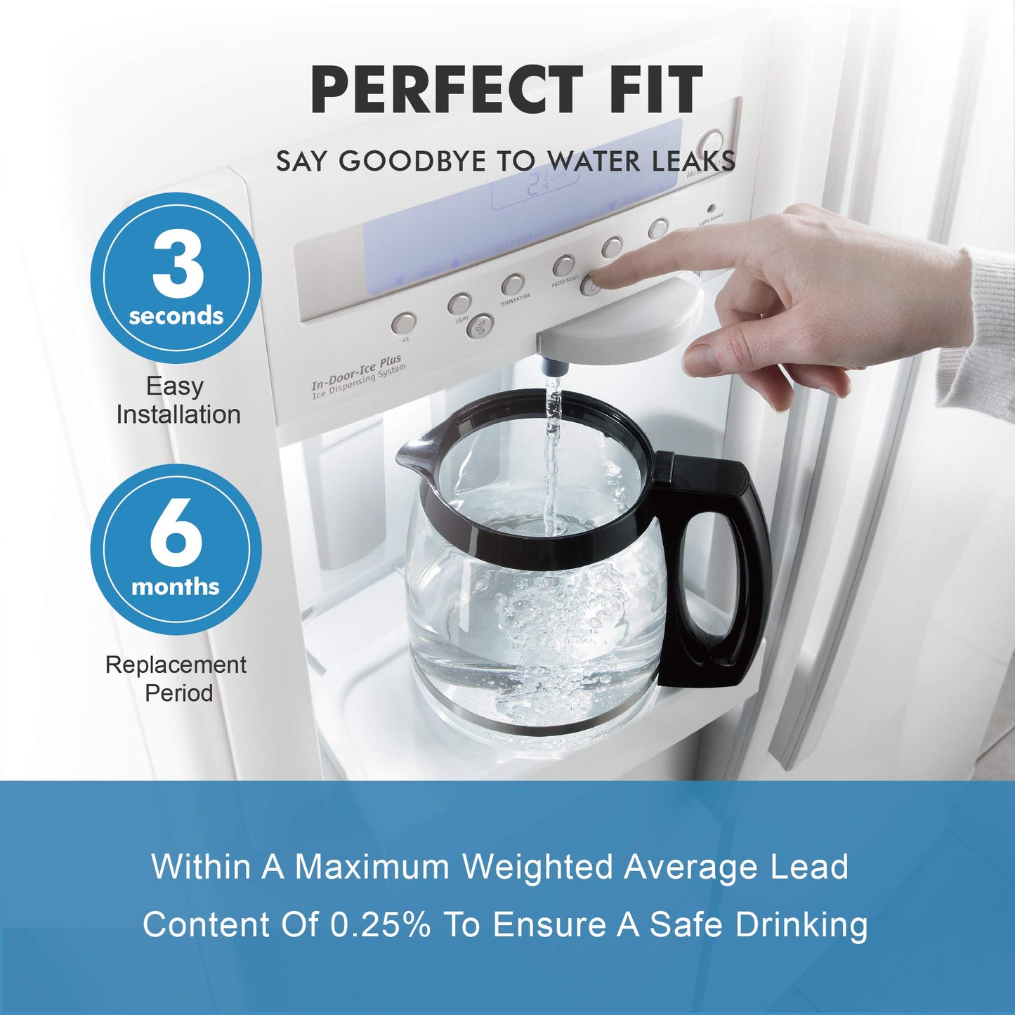 EDRARXD1 Water Replacement, Compatible with Whirlpool EDRARXD1, EDRARXD1B, WRMF3636RZ, WRFF3536SZ, WRMF3636RV, WRFF3436RZ, WRMF3636RB, WRMF3636RW (2 Pack)
