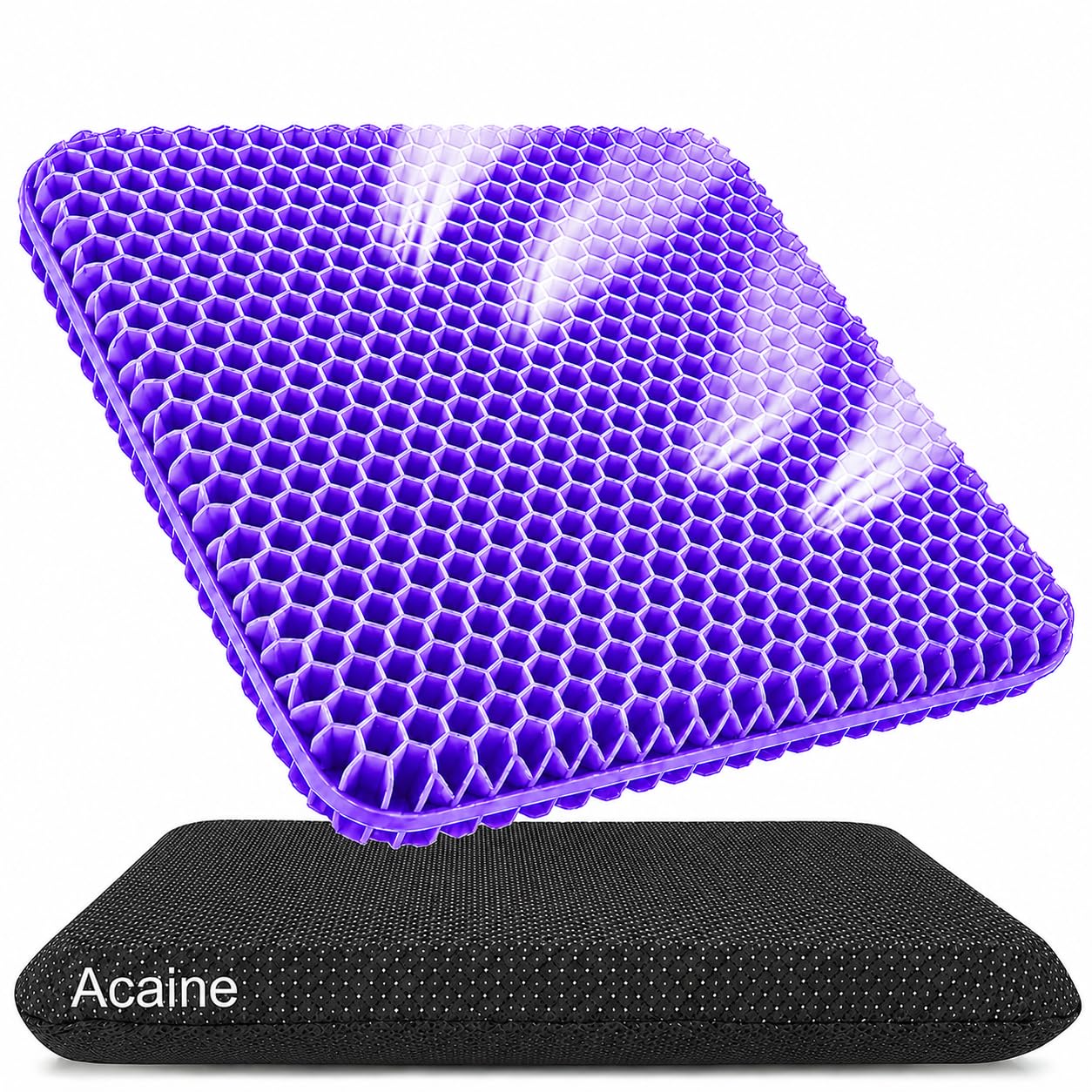 Acaine Extra Thick Large Pure Gel Seat Cushion for Long Sitting, Breathable Comfort Cushion for Back, Sciatica, Tailbone & Hip Pain Relief, Washable Portable Cushion for Office Chair, Car, Wheelchair