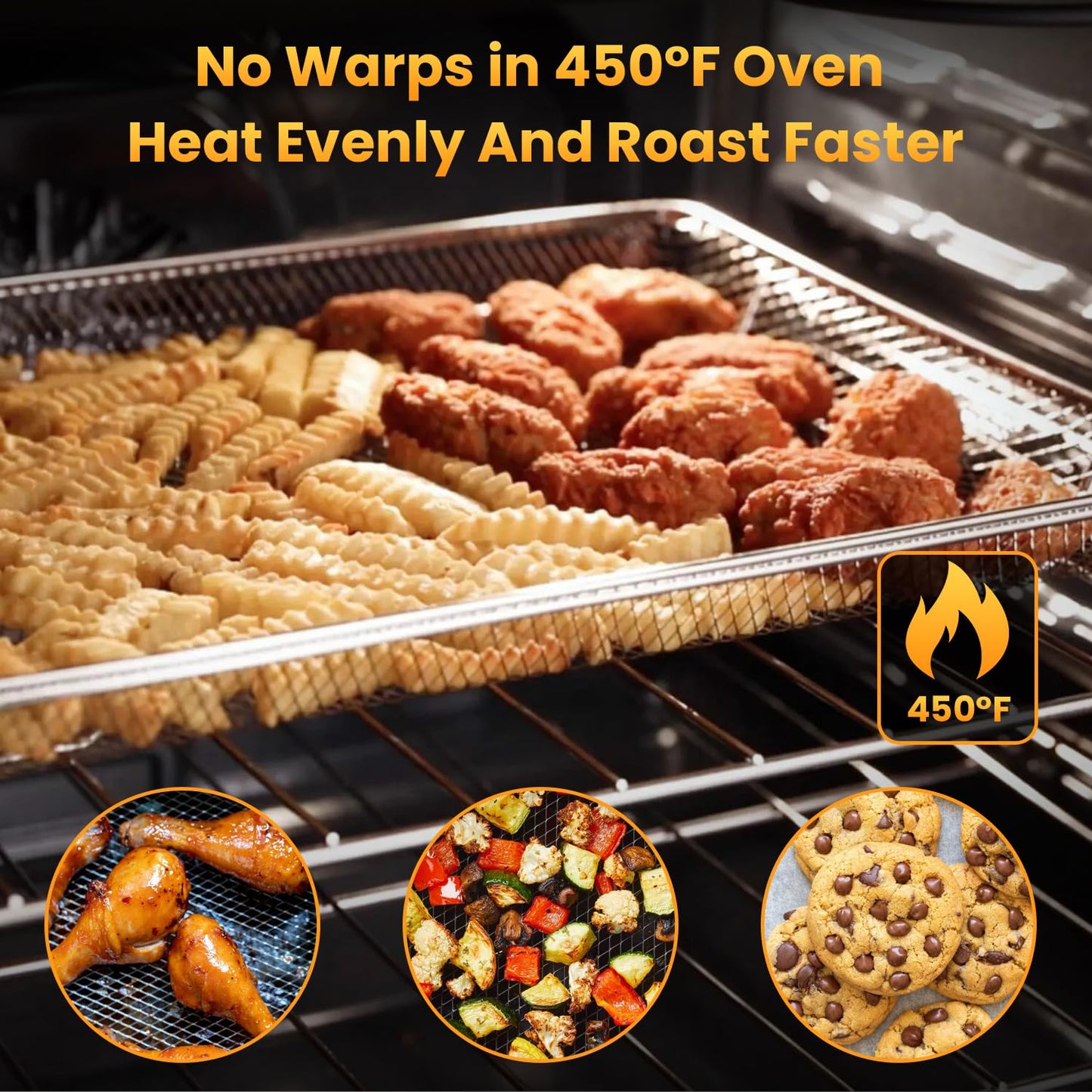 Air Fryer Basket for Breville Smart Oven Air Fryer Pro, 3pcs Stainless Steel Mesh Baskets Air Fryer Accessories, Mesh Tray for Oven, Microwave Ovenro (for Breville:16.5"D x 12"W x 1.1"H)