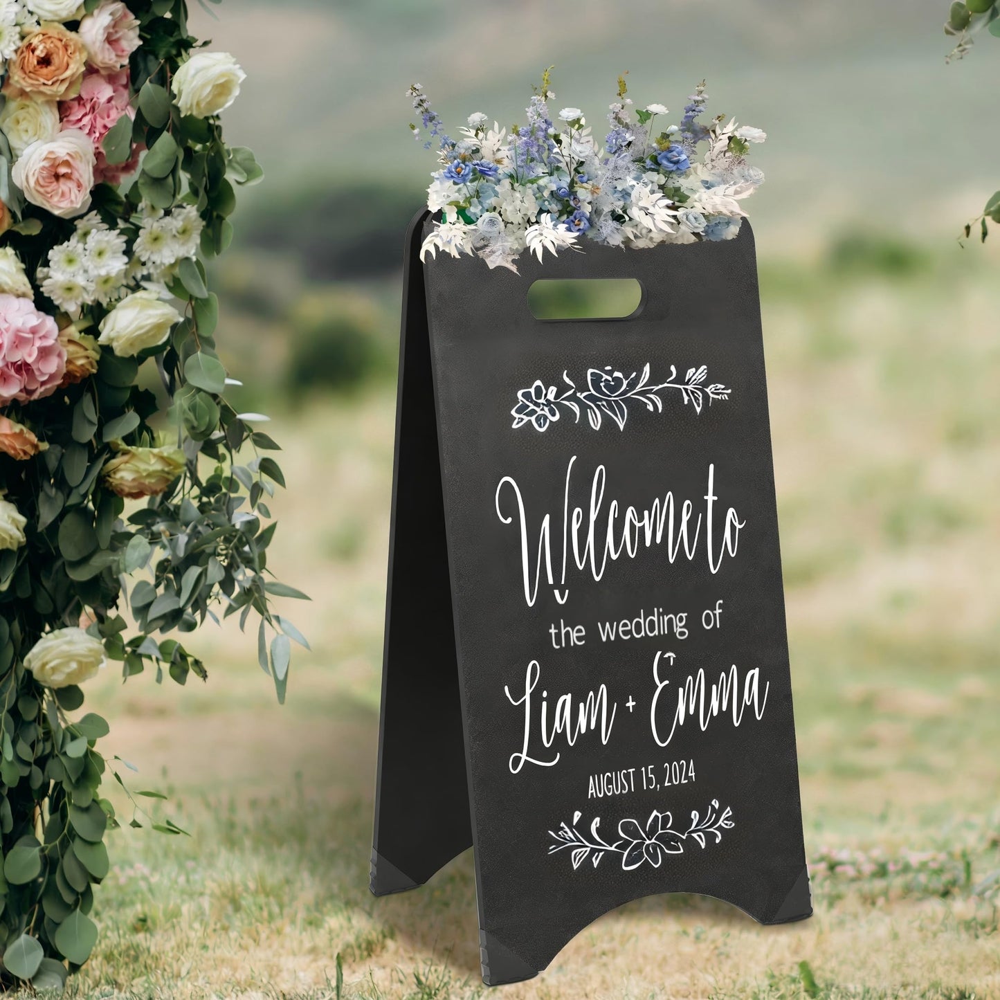 A-Frame Chalkboard 15"×30" Double-Sided Sandwich Chalkboard- Foldable Sturdy Outdoor Sandwich Board for Restaurant, Wedding & Business