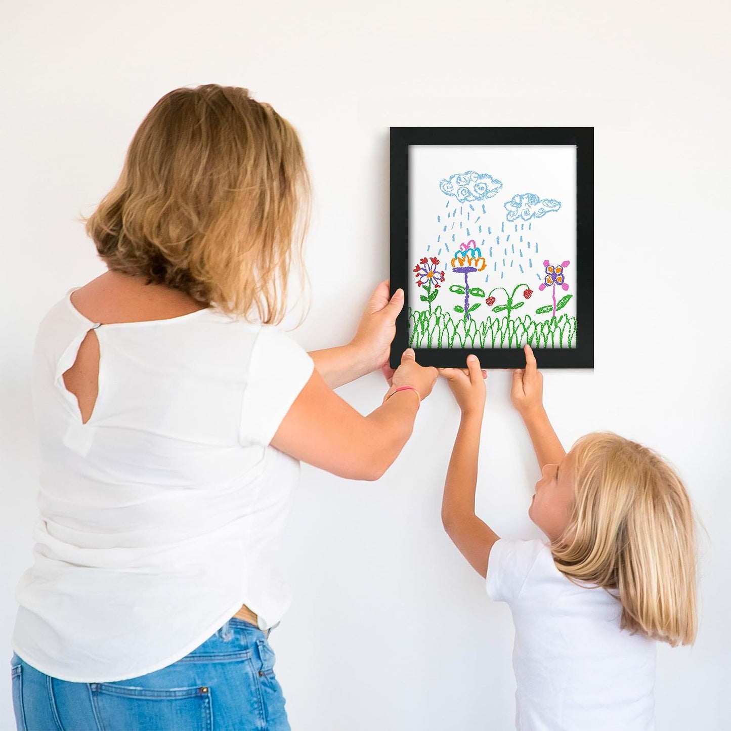 Americanflat 10x12.5 Kids Art Frame - Front Loading Picture Frames Hold 100 Artworks - Use as 8.5x11 Picture Frame with Mat - My Mini Masterpiece - Hanging Hardware and Built-in Easel Included - Black
