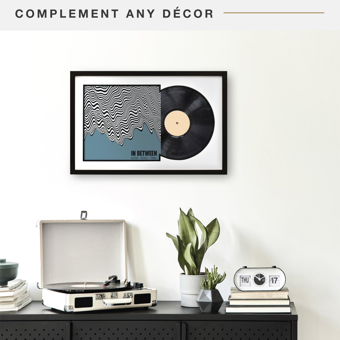 MCS Double Matte Record Album Frame, 16.5x25 Record Frame, Black Frame for LP Vinyl Record & Jacket Display with Black Matting (1-Pack)