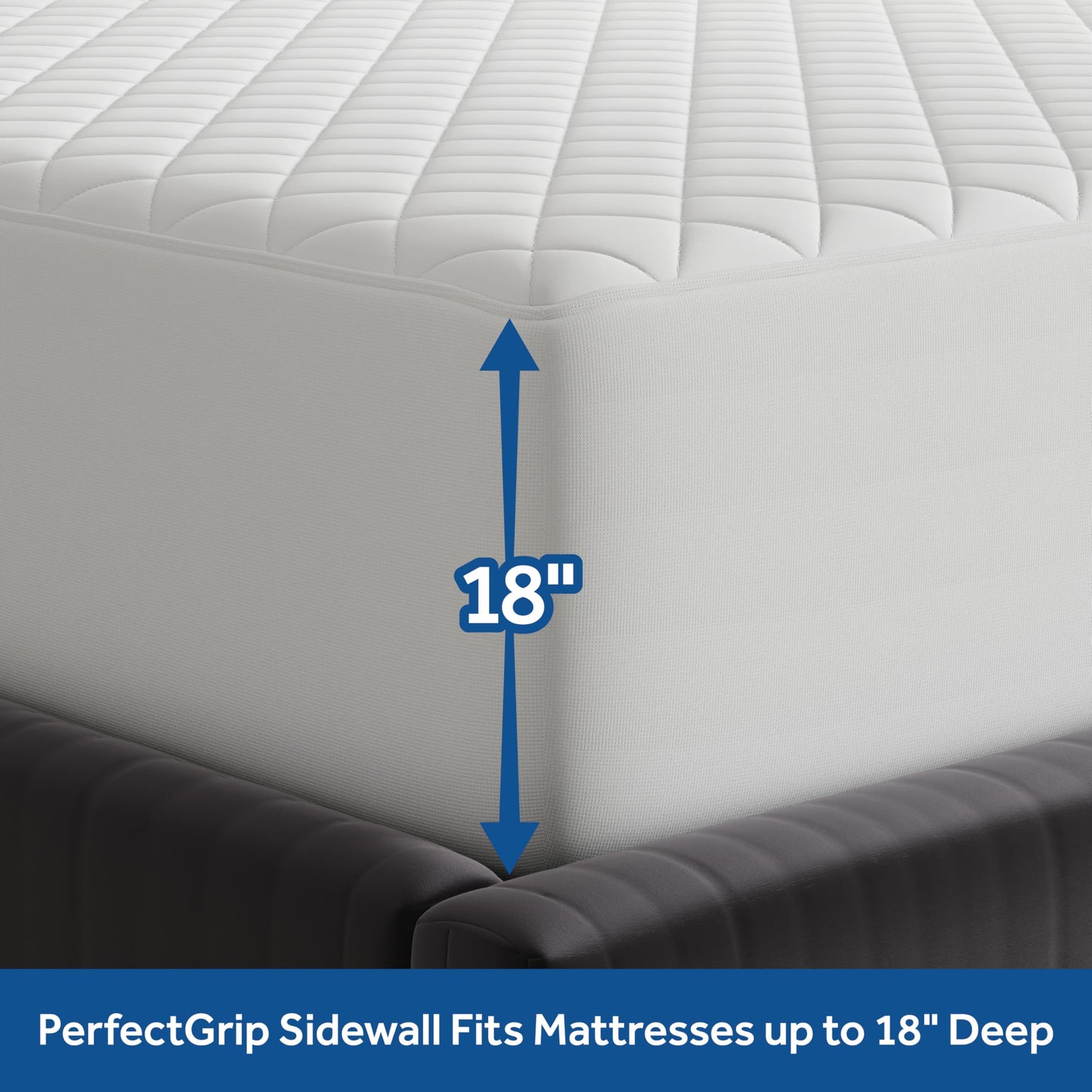 Sealy Luxury 100% Cotton Soft Top Layer, High Loft Comfort EternaLoft Fiberfill, Durable Stretch Corners Mattresses 18 Inches Deep Machine Washable Fitted Mattress Pad, King Size, White