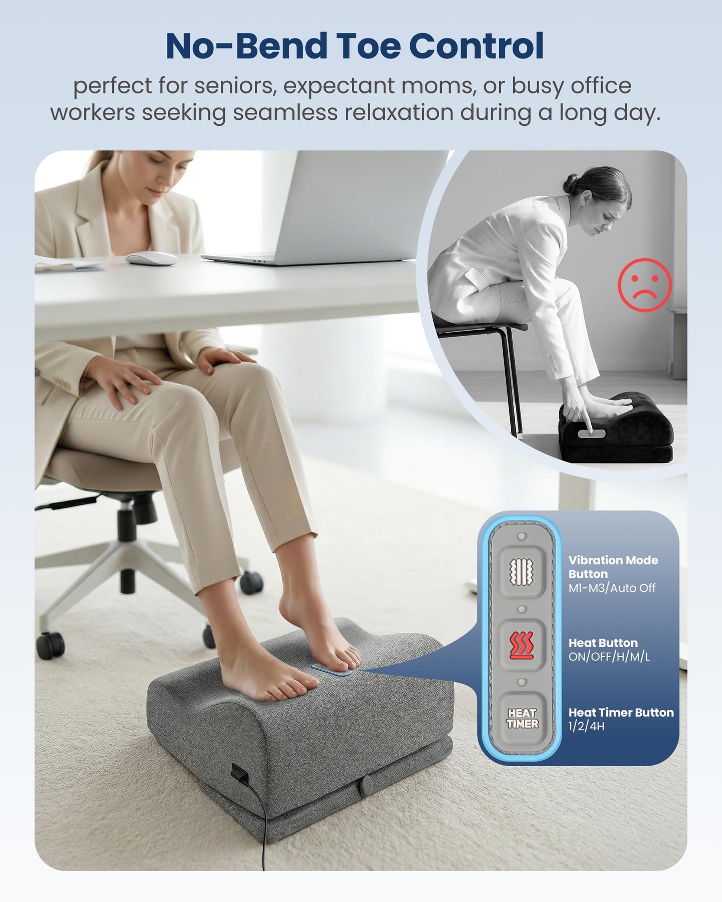 Comfier [2026] Under Desk Foot Rest at Work with Graphene Fast Heat Cloth,Ergonomic Heated Foot Stand, 2 Heights & 3 heat & 3 Vibration,Heel Support for Back,Leg Pain Relief,Office Home,Gift Men,Women