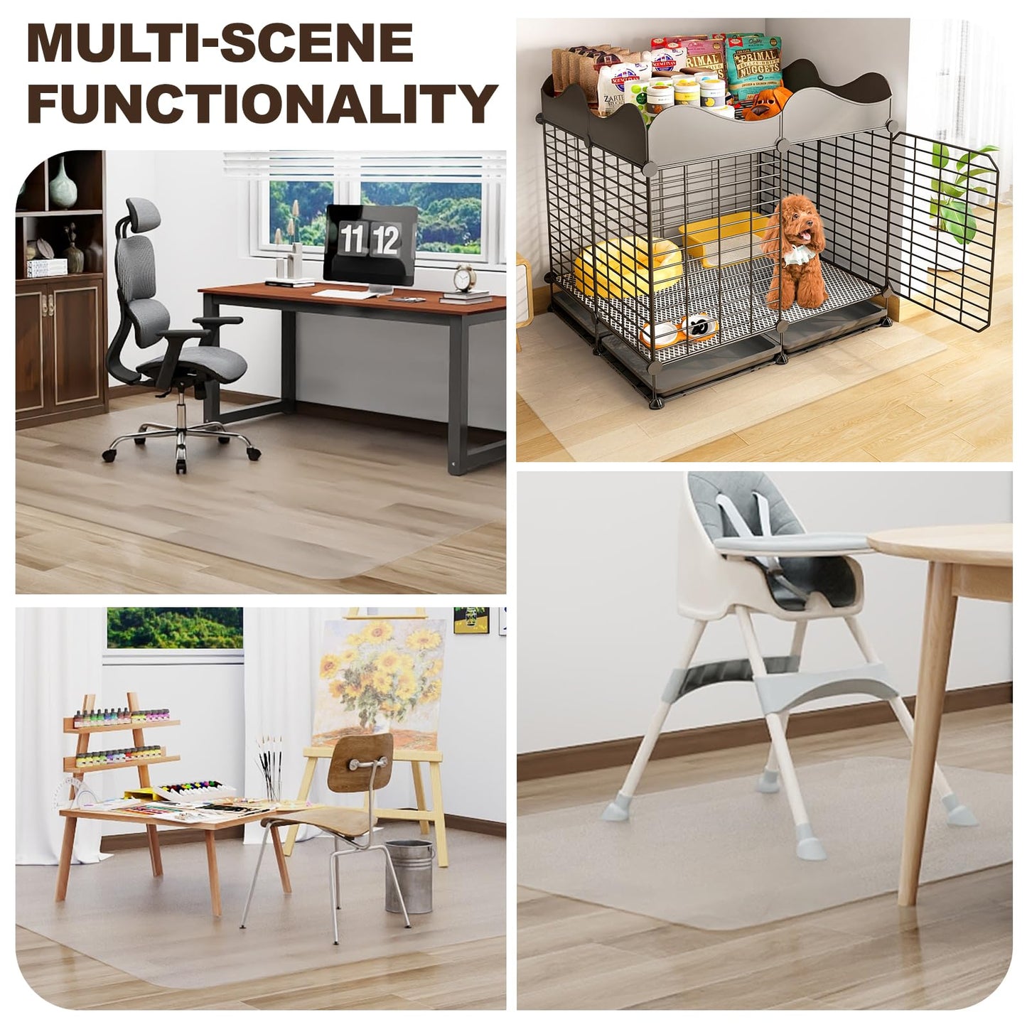 Clear Office Chair Mat, 36"x48" No Slip Vinyl Desk Chair Mat for Hard Floors, 2mm Thick Heavy-Duty Computer Floor Mat, Waterproof Rolling Chair Floor Protector for Home Office