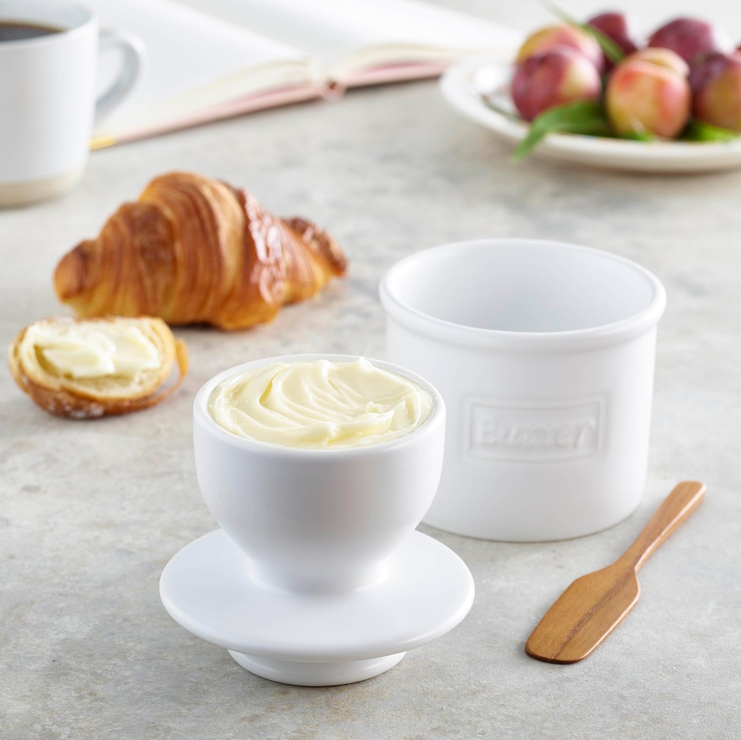Butter Bell - The Original Butter Bell crock by L Tremain, a Countertop French Ceramic Butter Dish Keeper for Spreadable Butter, Café Matte Collection, White Matte