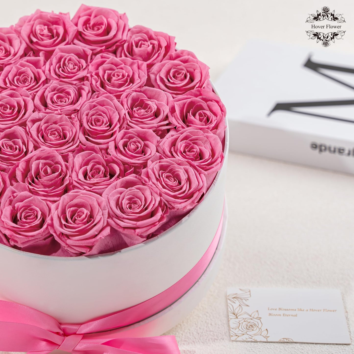 27 Forever Roses in Luxury White Box, Eternal Real Roses Birthday Gifts for Women, Preserved Flowers for Delivery Prime, Anniversary, Valentine's Day, Mothers Day for Mom (Pink)