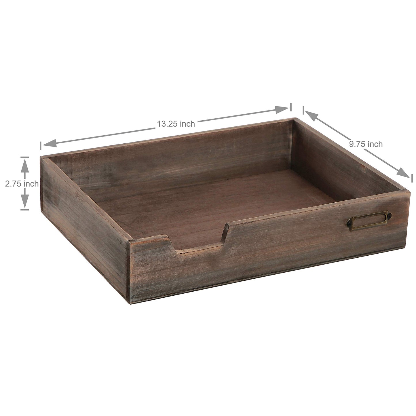 MyGift Set of 2 Vintage Distressed Finish Brown Wood Stackable Office Desktop Document Letter Paper Tray