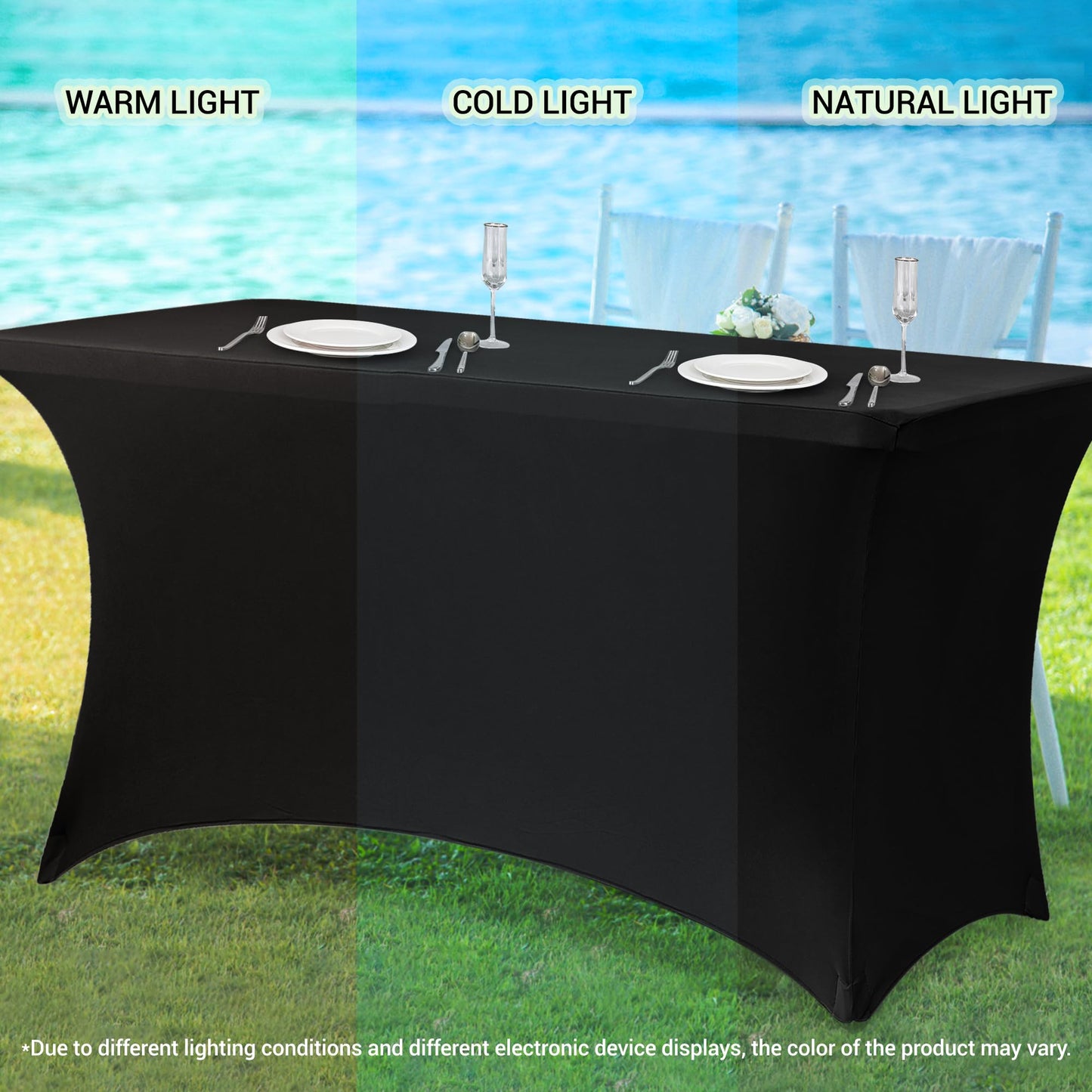 Obstal 6 Pack Stretch Spandex Table Covers for 6 Foot Tables - 6 FT Universal Rectangular Fitted Tablecloth Protector for Wedding, Banquet, Party (White, 72 Length x 30 Width x 30 Height Inches)