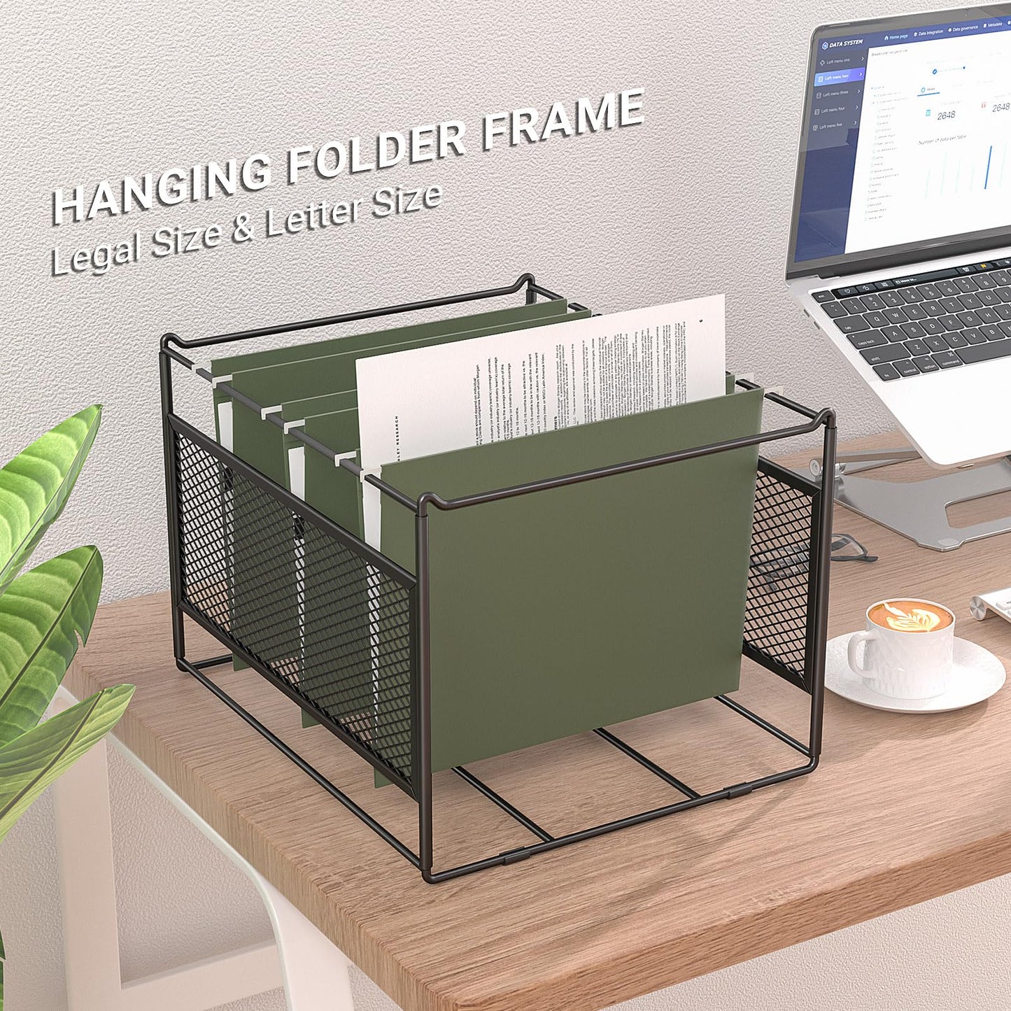 Vanulee 2 Pack Hanging File Folder Frame Letter/Legal Size,Hanging Files Holder Rack for Desk Organizer,Hanging Folder Rails,Only Fit Filing Cabinet Drawers over 10" in Height,15.2" Lx12.4 Wx10 H