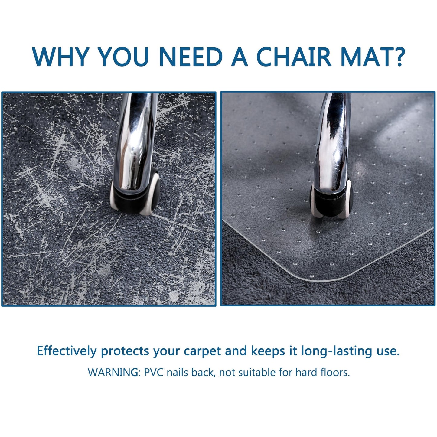 Futurwit Office Chair Mat for Carpet, 36" x 48" Low Pile Carpet Protector Mat for Office Chair, Under Desk Office Mats for Rolling Chairs, Easy Glide, Rectangle